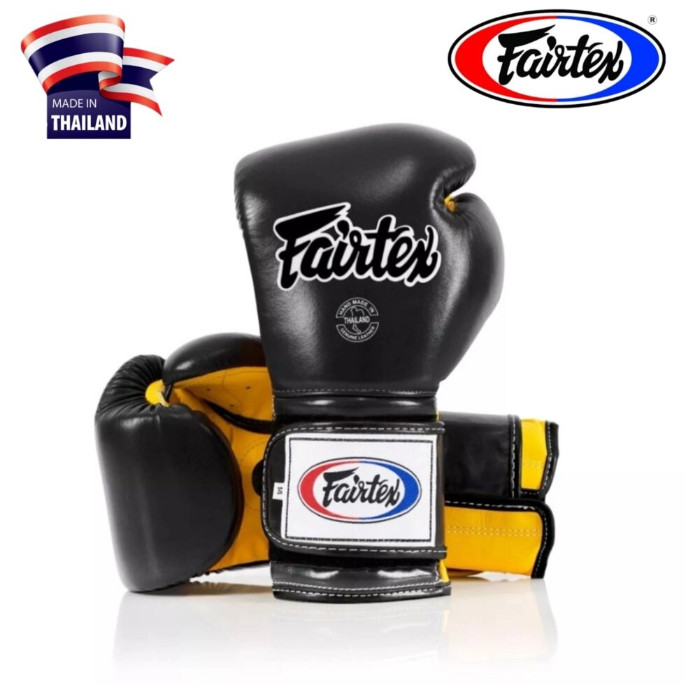 Боксерские перчатки Fairtex Mexican Style BGV9, Таиланд 10 oz Black/Yellow