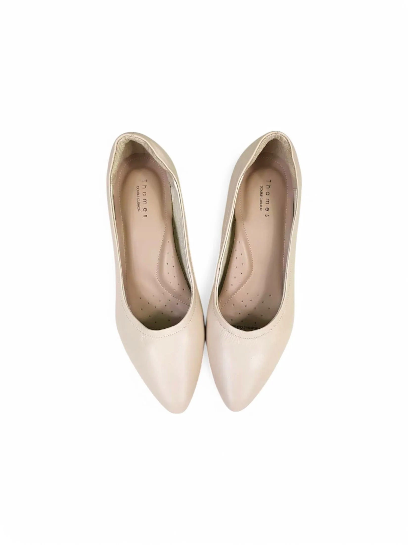 THAMES Women 2.5 Inch High Heel Shoes Cream White