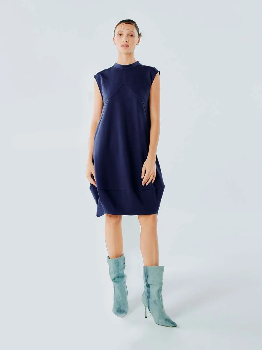 SHAKA Woman Dress Midi Chain Stitch Bollon Navy