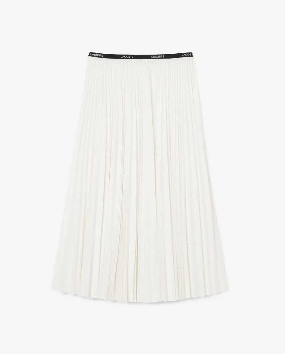 LACOSTE Long Pleated Elasticated Waist Skirt White