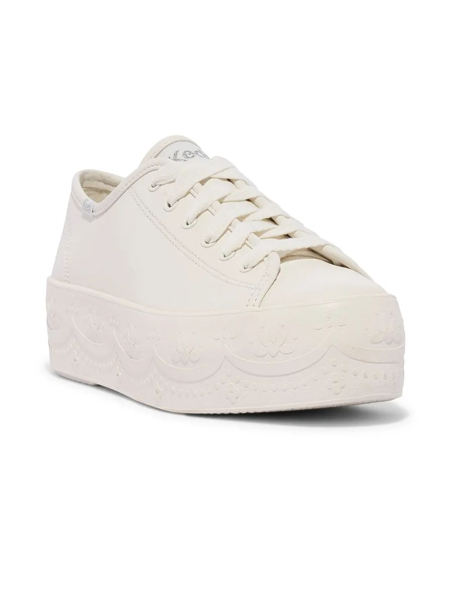 KEDS Women Triple Up Leather Lace Foxing White
