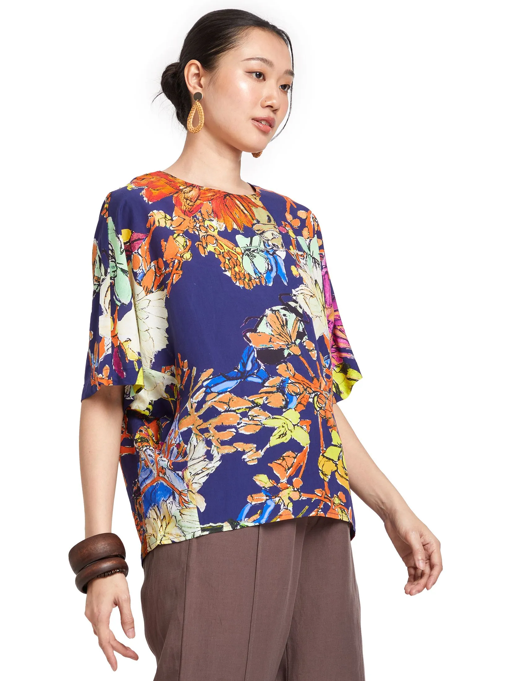 JOURNAL Women Blouse Batwing Sleeves Woven