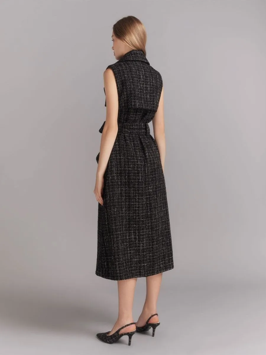 ASAVA (AW23) Tweed Women Trench Dress Black