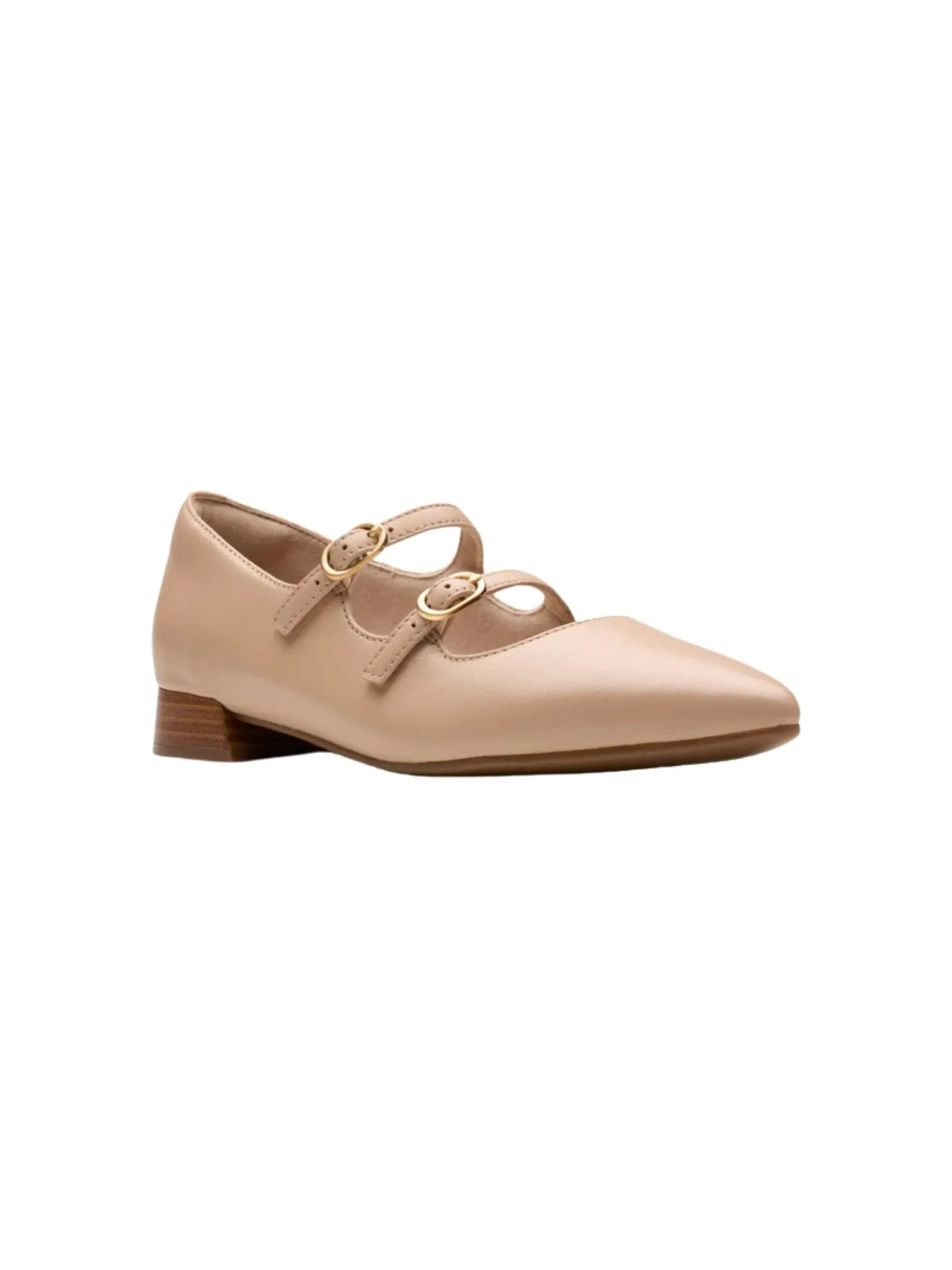 CLARKS NATALYN LANE Beige Leather Women's Mary Jane Shoes