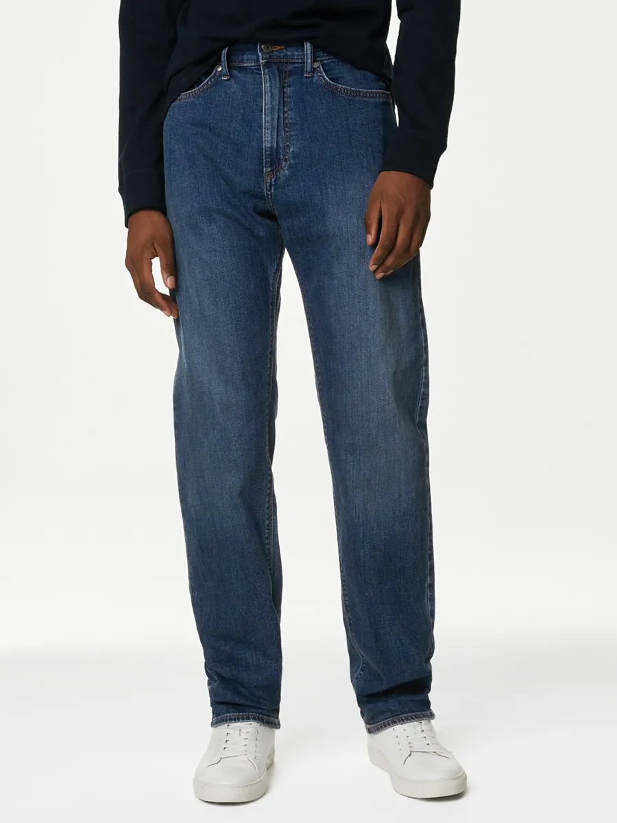 MARKS & SPENCER Men Jeans Straight Fit Stretch E2_Medium Blue