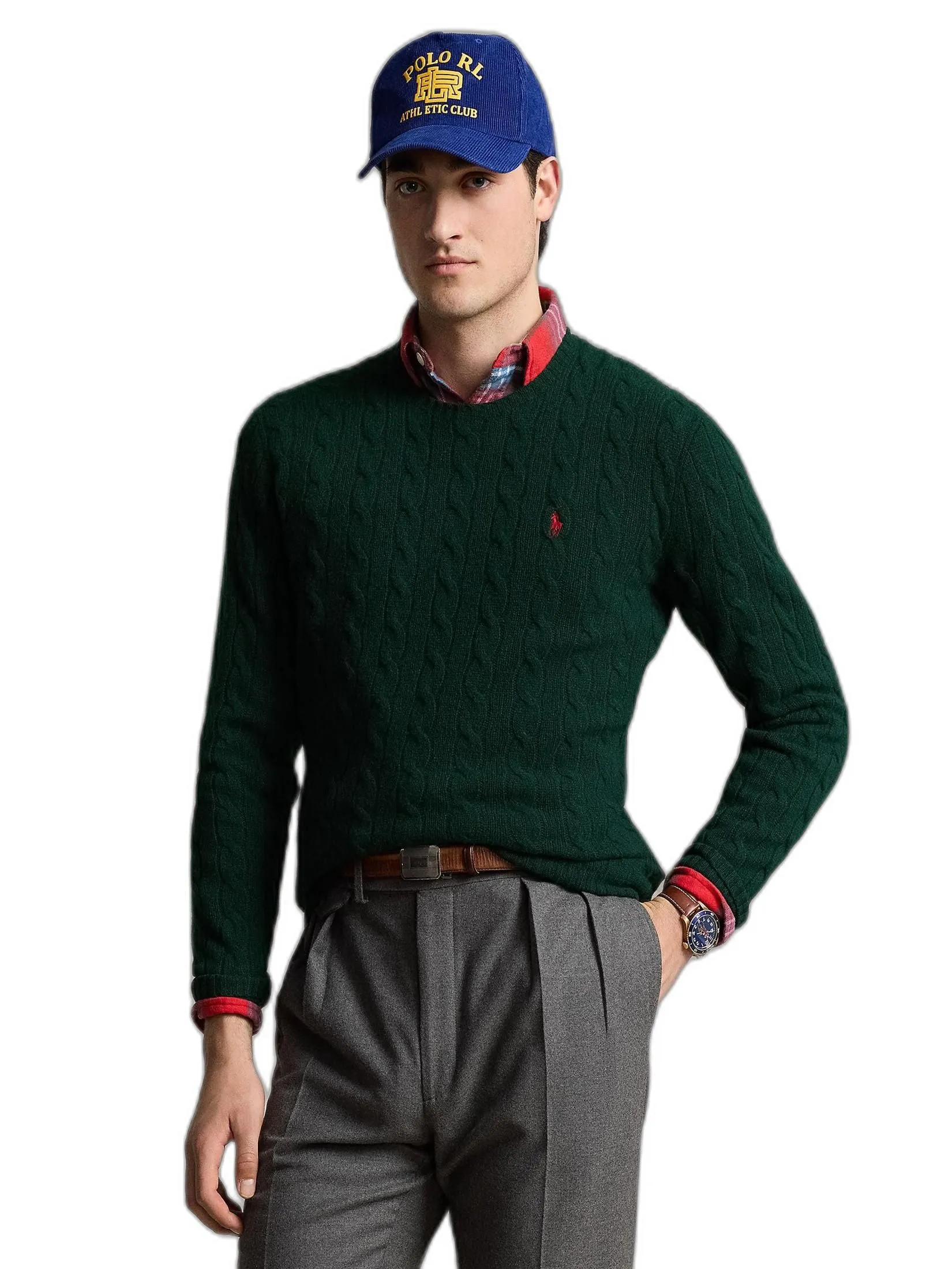 POLO RALPH LAUREN Men Pullover-Cable-Knit Wool-Cashmere Sweater MNPOSWE16821256-Green