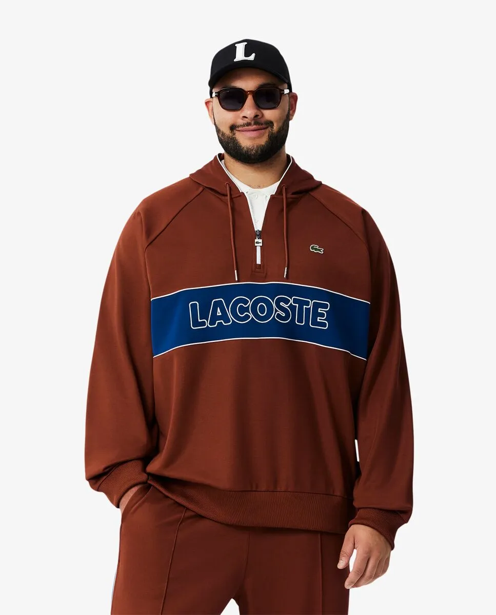 LACOSTE Paris Relaxed Fit Hoodie Brown