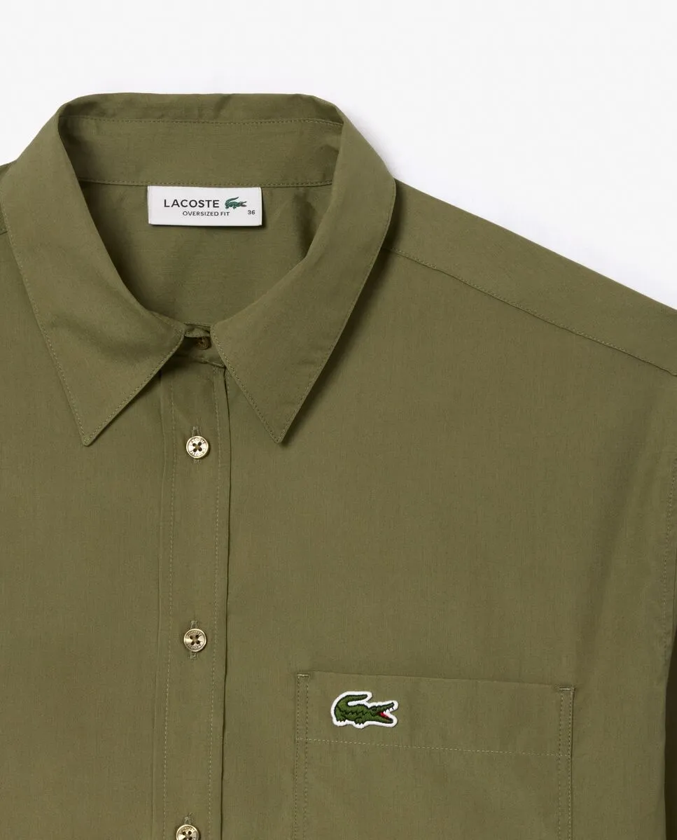 LACOSTE Oversized Poplin Shirt Green