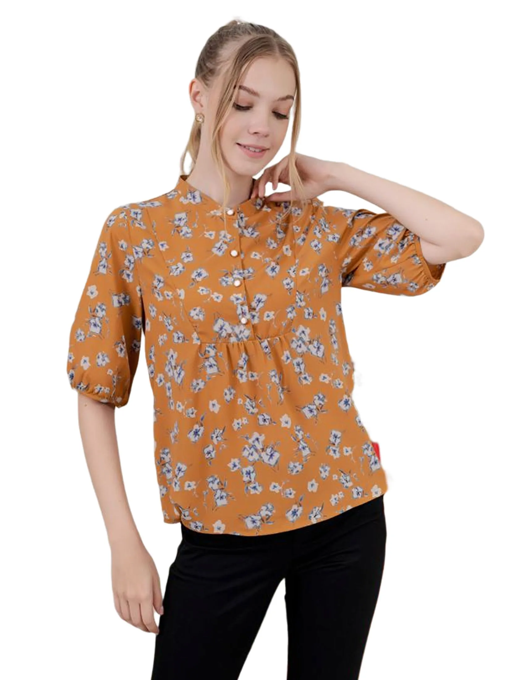 AMILA Women Blouse Peach Skin Orange