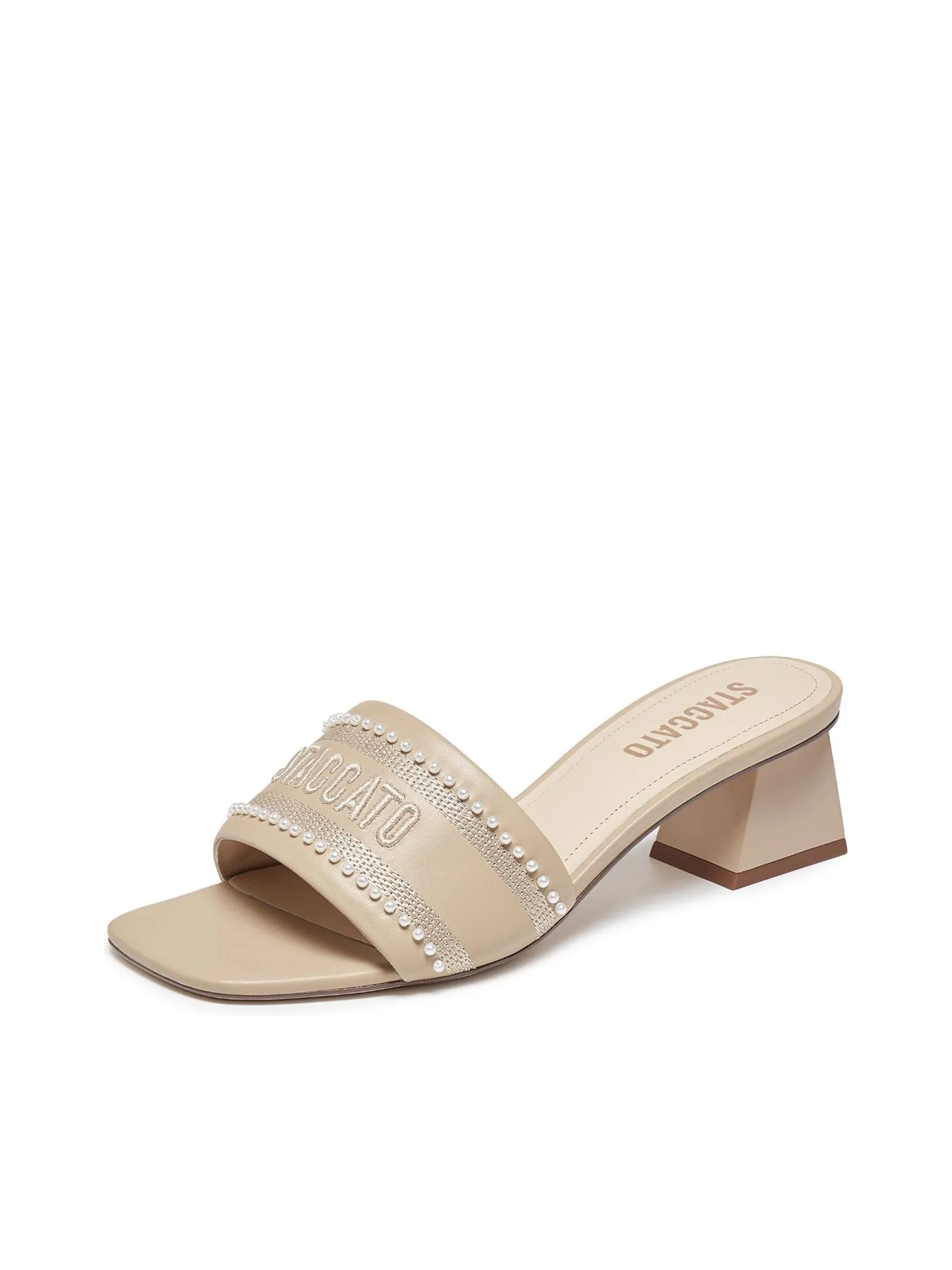 STACCATO Women Heels Slide Sandal Pearl Studded
