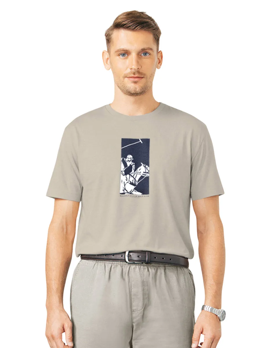 BEVERLY HILLS POLO CLUB Khaki Unisex T-Shirt REGULAR-FIT Model BNSR364 Size - L