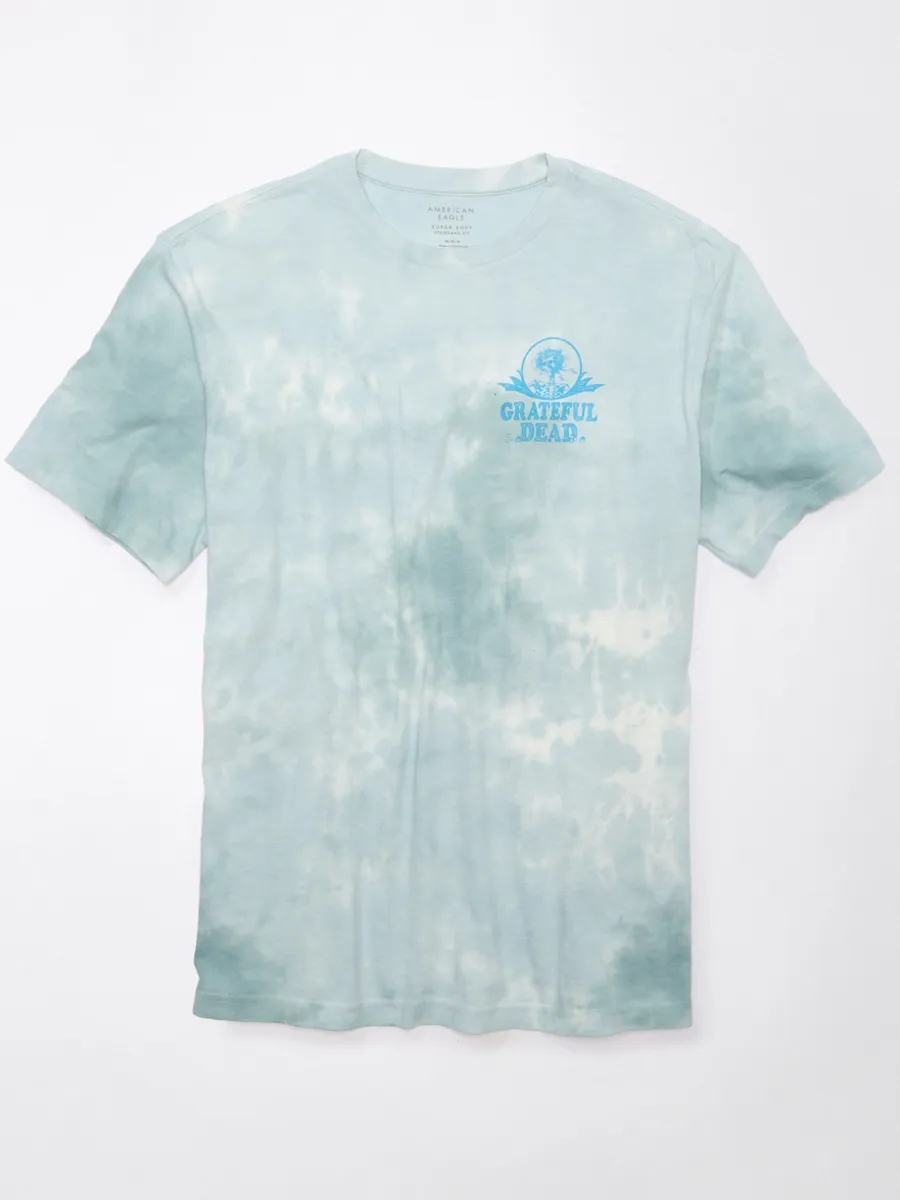 AMERICAN EAGLE MEN G SS GDEAD 3RD PARTY SET IN TEE- PC DYE + COUNTRY WASH 401 LIGHT BLUE