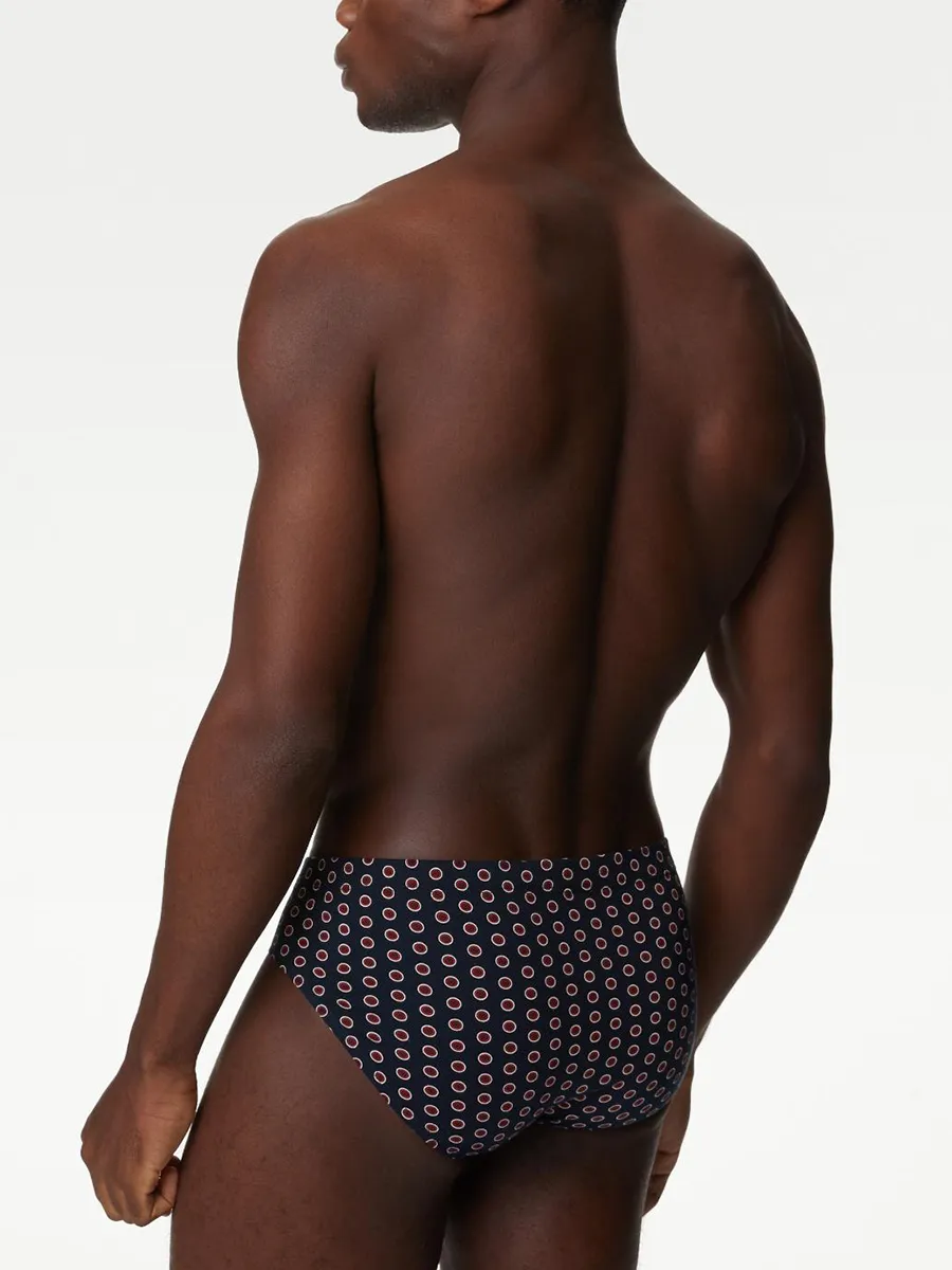 MARKS & SPENCER Men Briefs Pack Pure Cotton StayNew Geometric 5 pcs Dark Blue