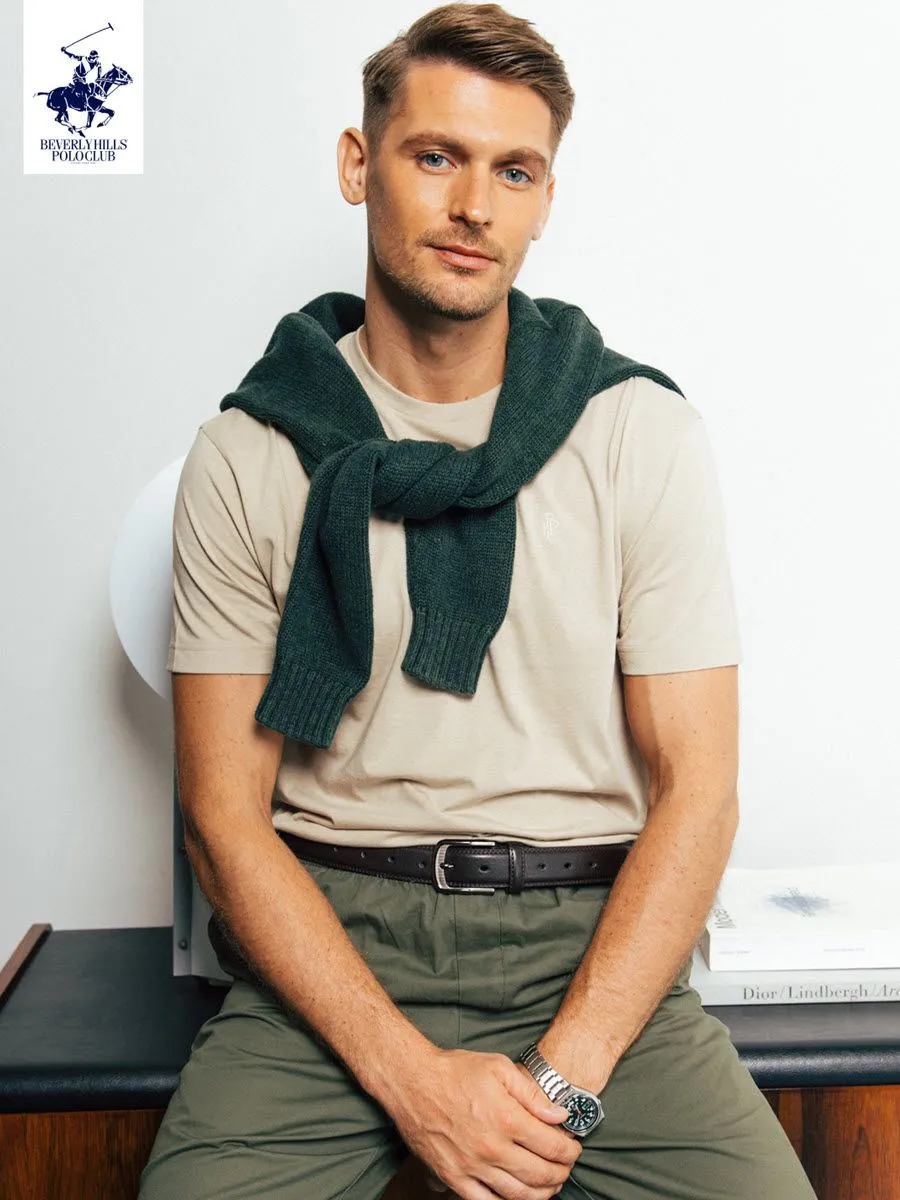 BEVERLY HILLS POLO CLUB Khaki Unisex T-Shirt REGULAR-FIT Model BNSP102