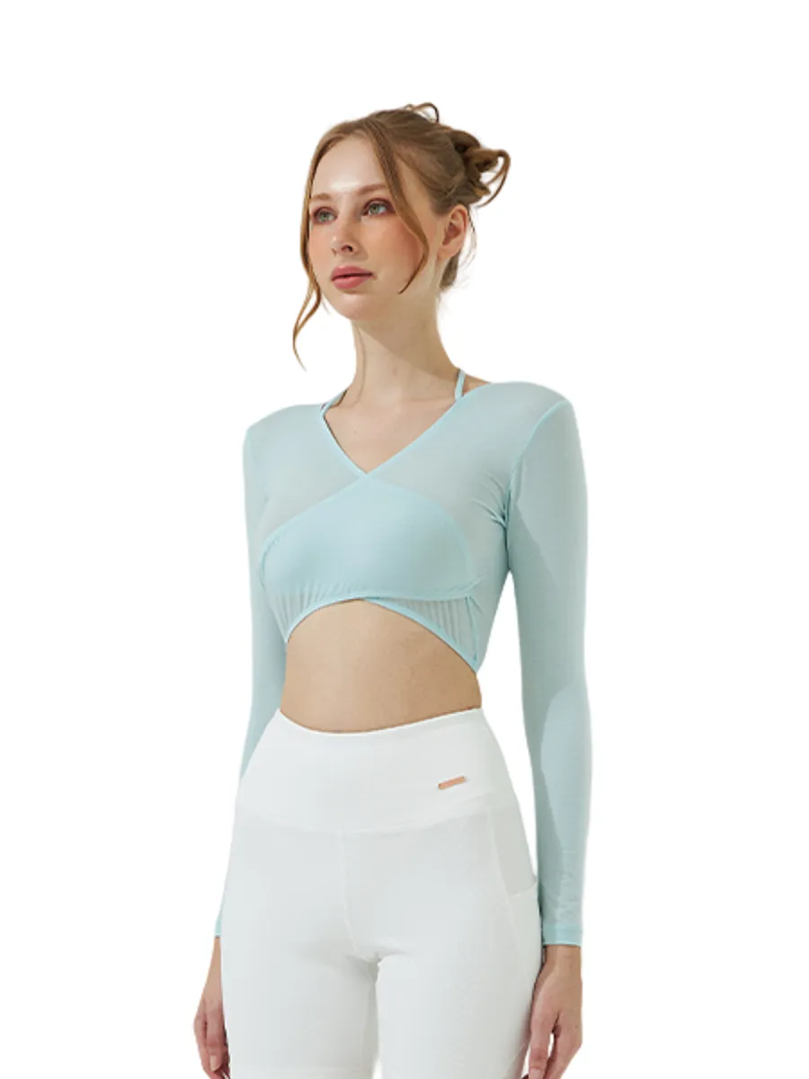 VANESSE Green LANA WRAP LONG-SLEEVE TOP (029078)
