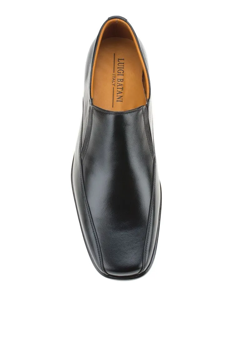 LUIGI BATANI Black Pristine Leather Formal Slip Ons
