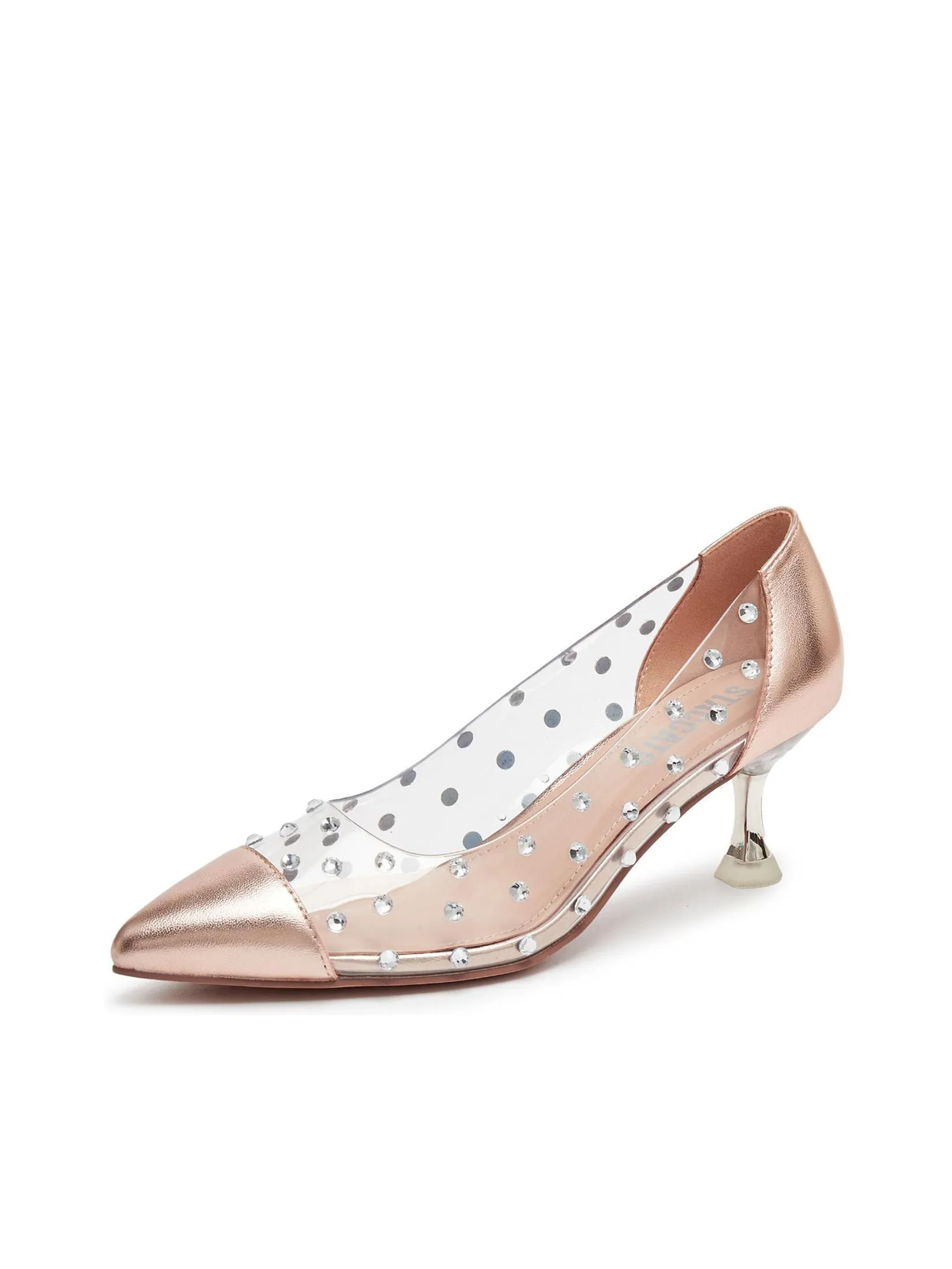 STACCATO Women Pump Crystal Studded Clear Pointed Toe