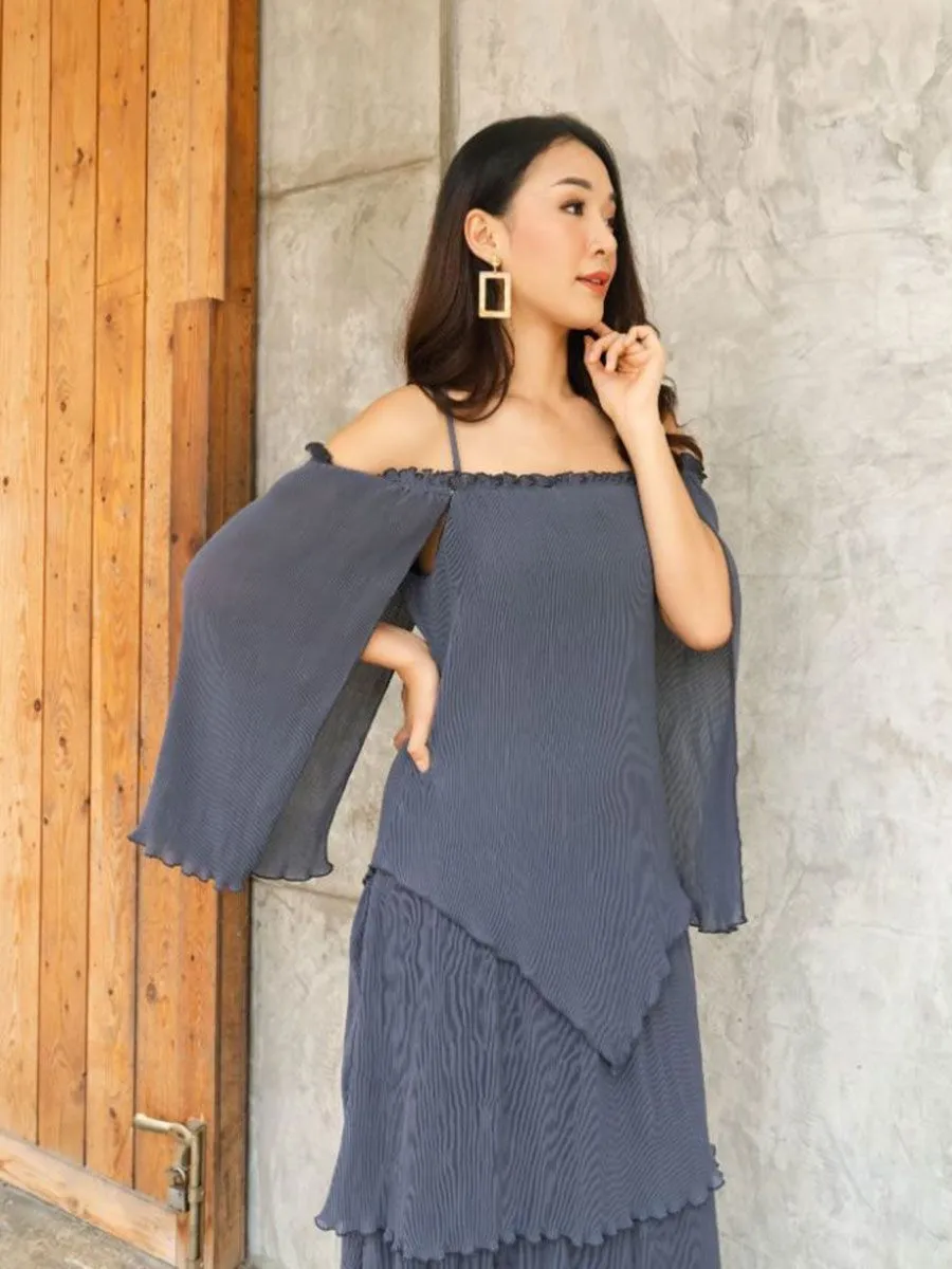 ROSE THE LABEL Bluebell Chiffon Dress ROSEBLUEBELLCH Charcoal