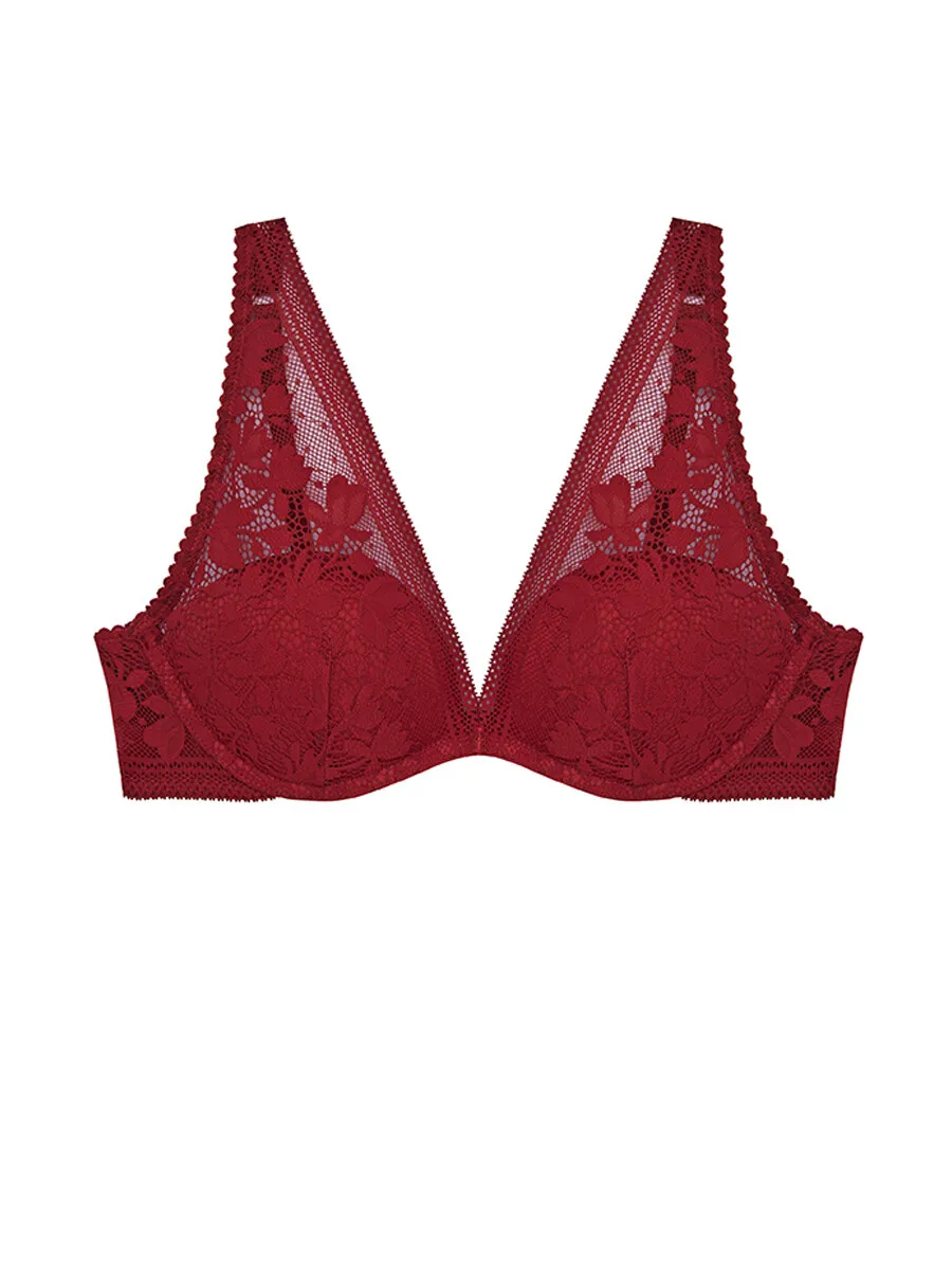 SABINA Bra Wireless Woman Basic Lace A/W 24 - Dark Red
