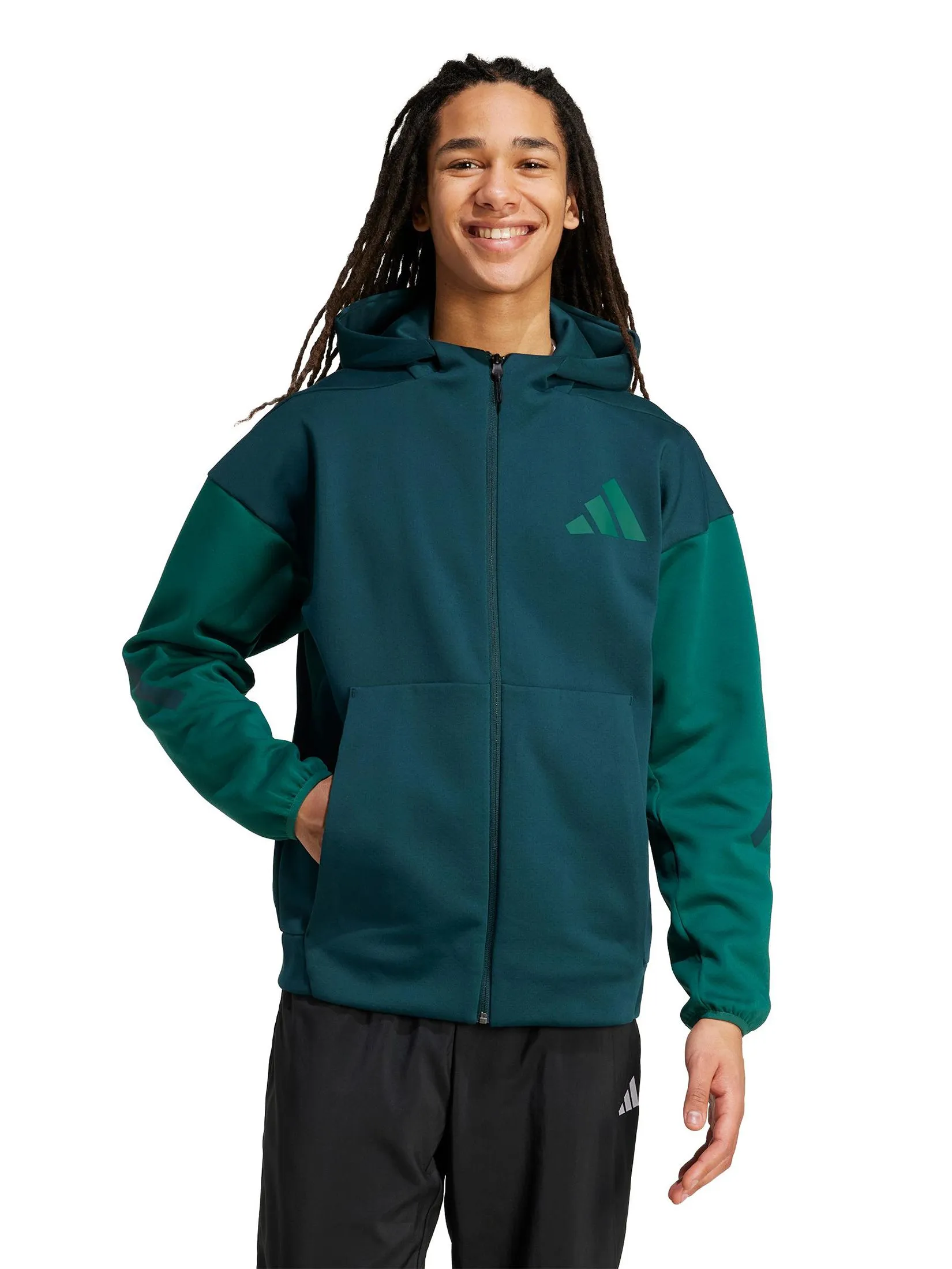 ADIDAS Men Hoodie Full-Zip Adidas Z.N.E. JY4826 Green / Aurora Ivy / Collegiate Green