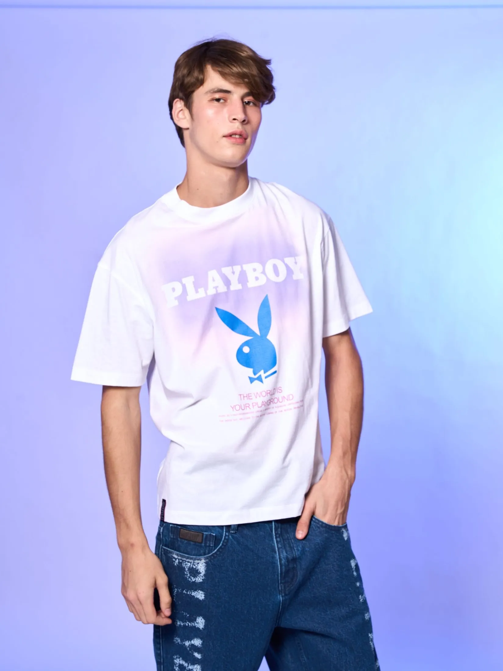 PLAYBOY Men T Shirt Oversize  white color