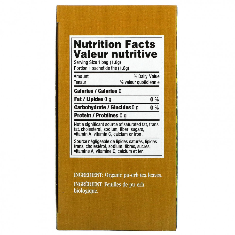 Uncle Lee's Tea, Органический чай пуэр, 18 чайных пакетиков, 1,14 унции (32,4 г)