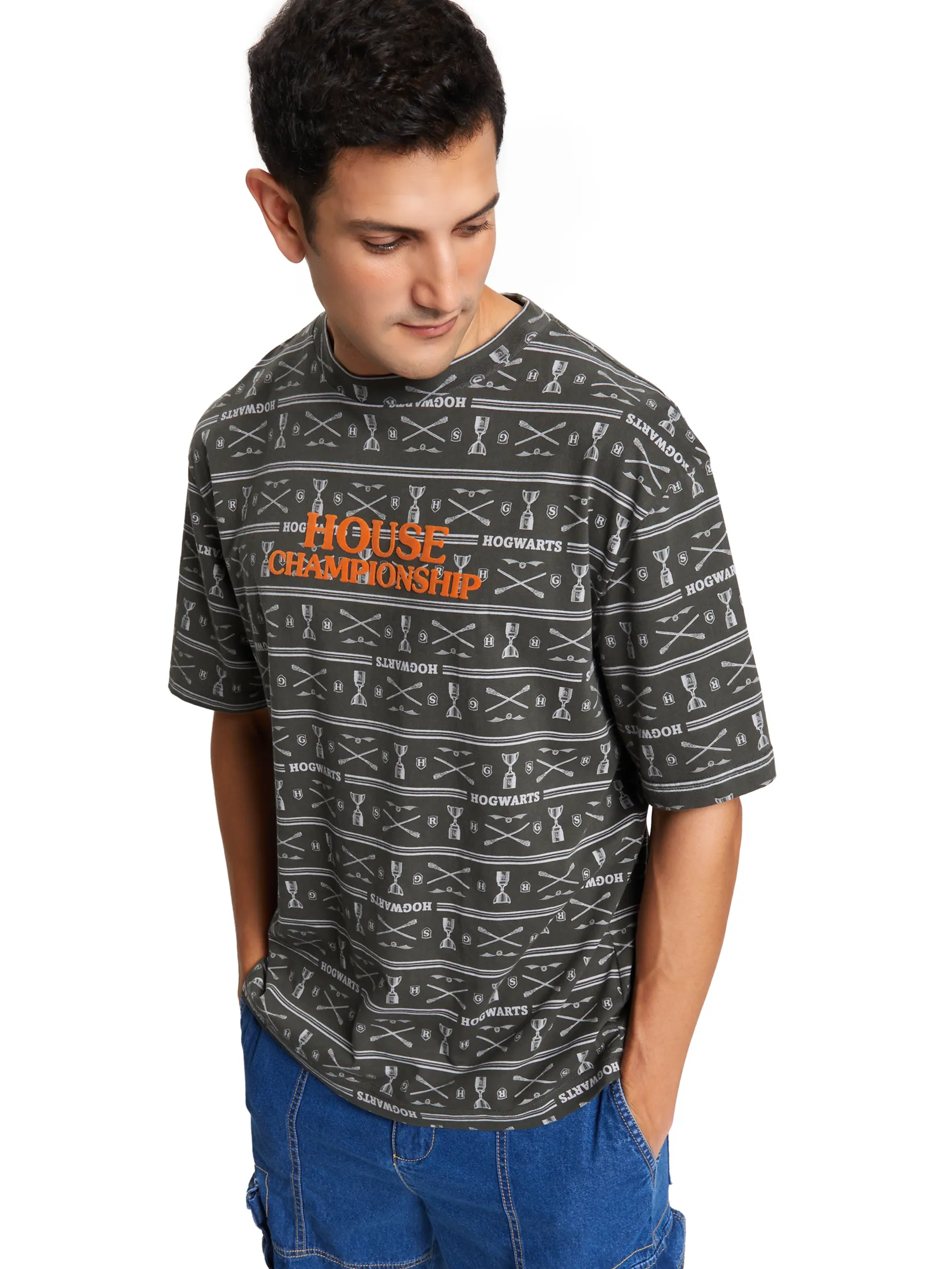 DEFRY 01 Men T-Shirt Short Sleeves Printed Grey Size - XL