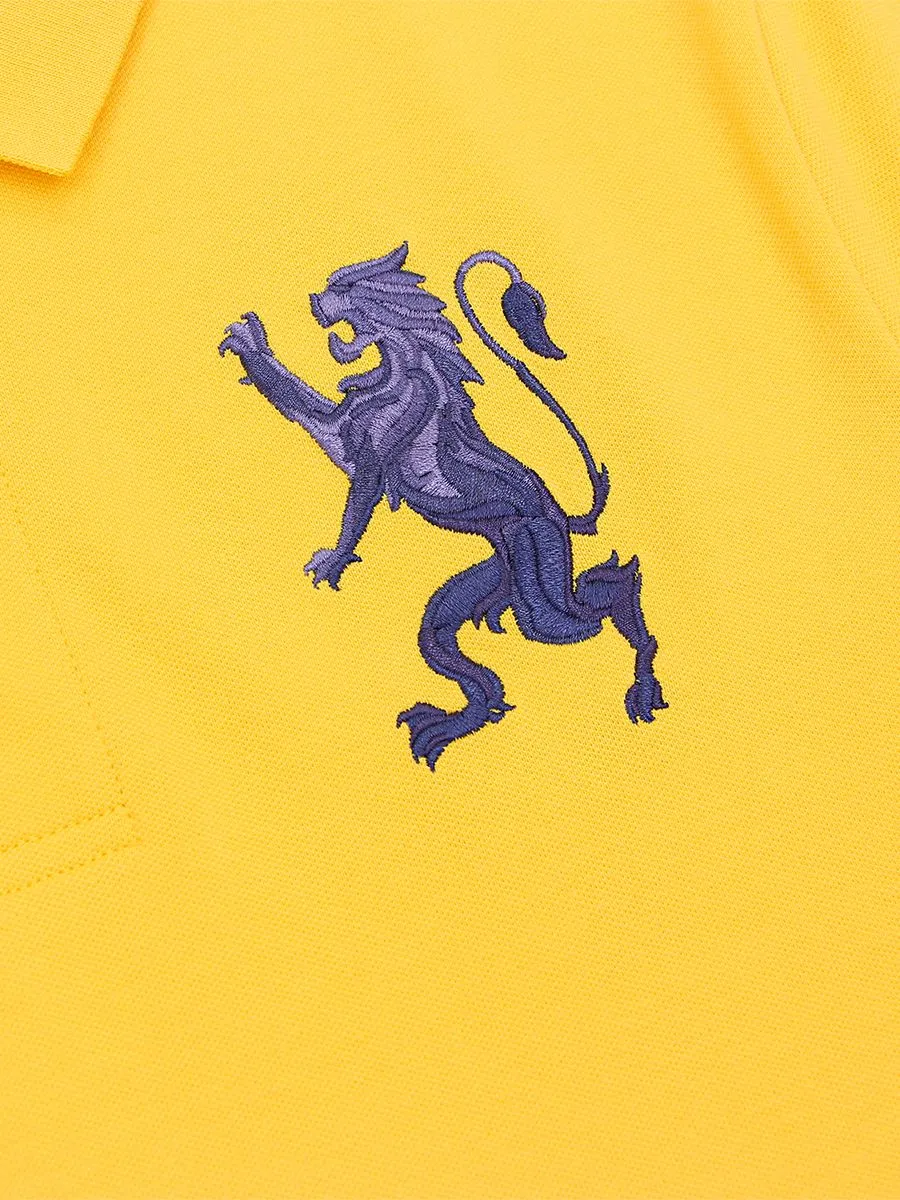 GIORDANO Men's Lycra Pique Embroidery Polo (3D Lion)  Daffodi yellow