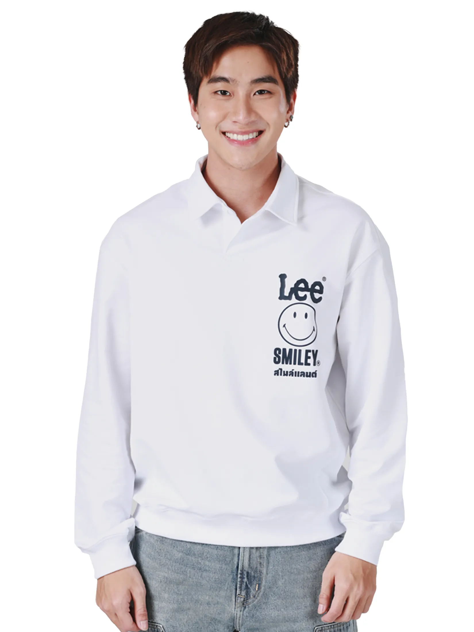 LEE Men s Sweatshirt Lee Smiley Collection Comfort Fit White