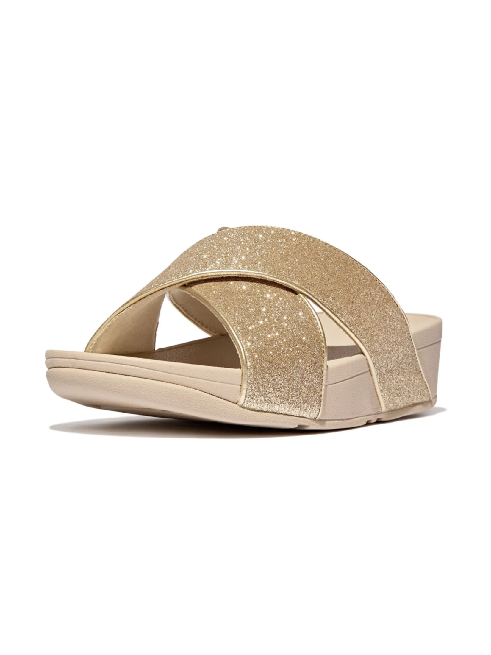 FitFlop™ WOMEN'S LULU GLITTERDUST CROSS SLIDES GOLD