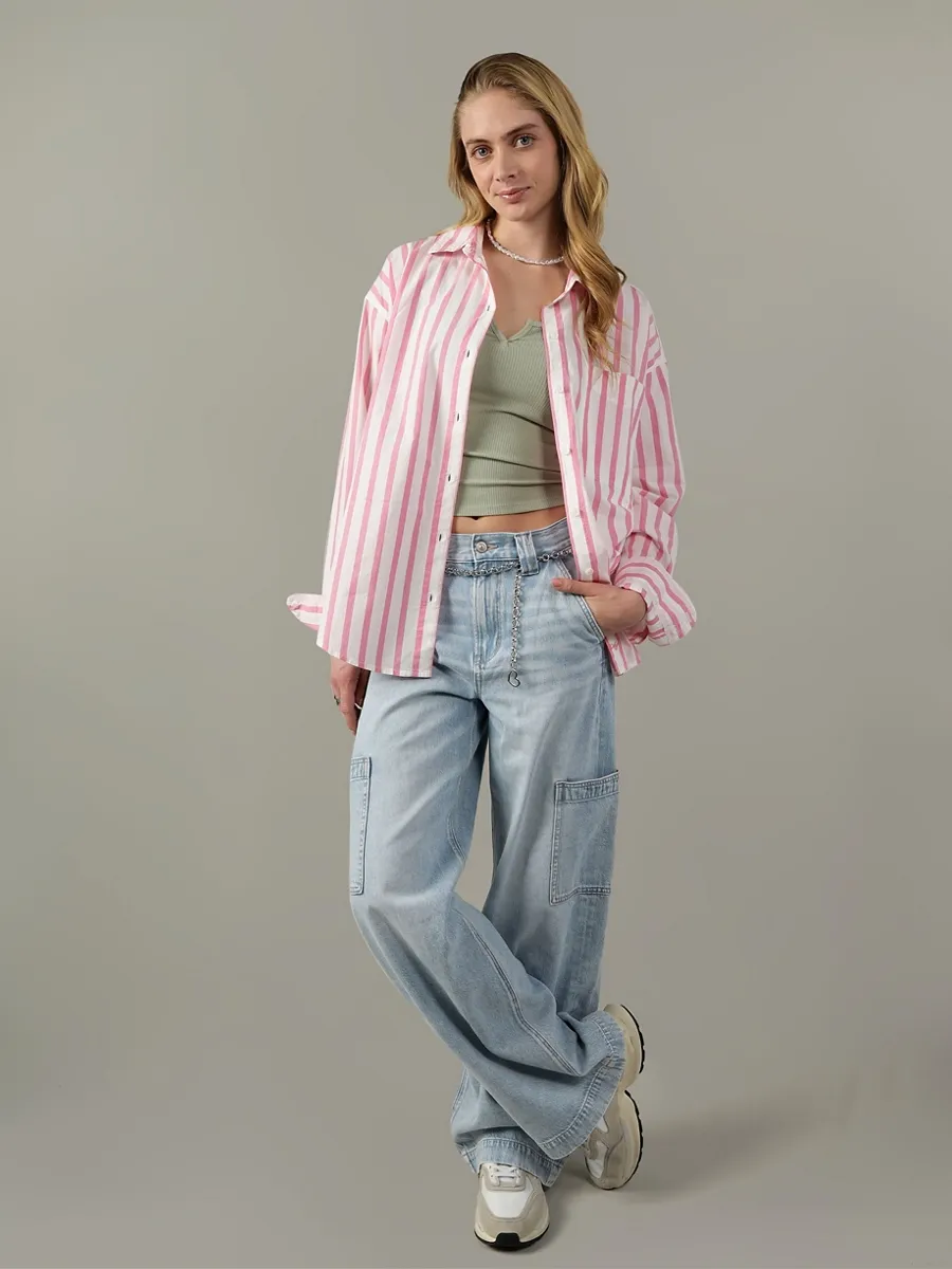 AMERICAN EAGLE WOMEN 5510 CORE PERFECT SHIRT YD 639 ROSE