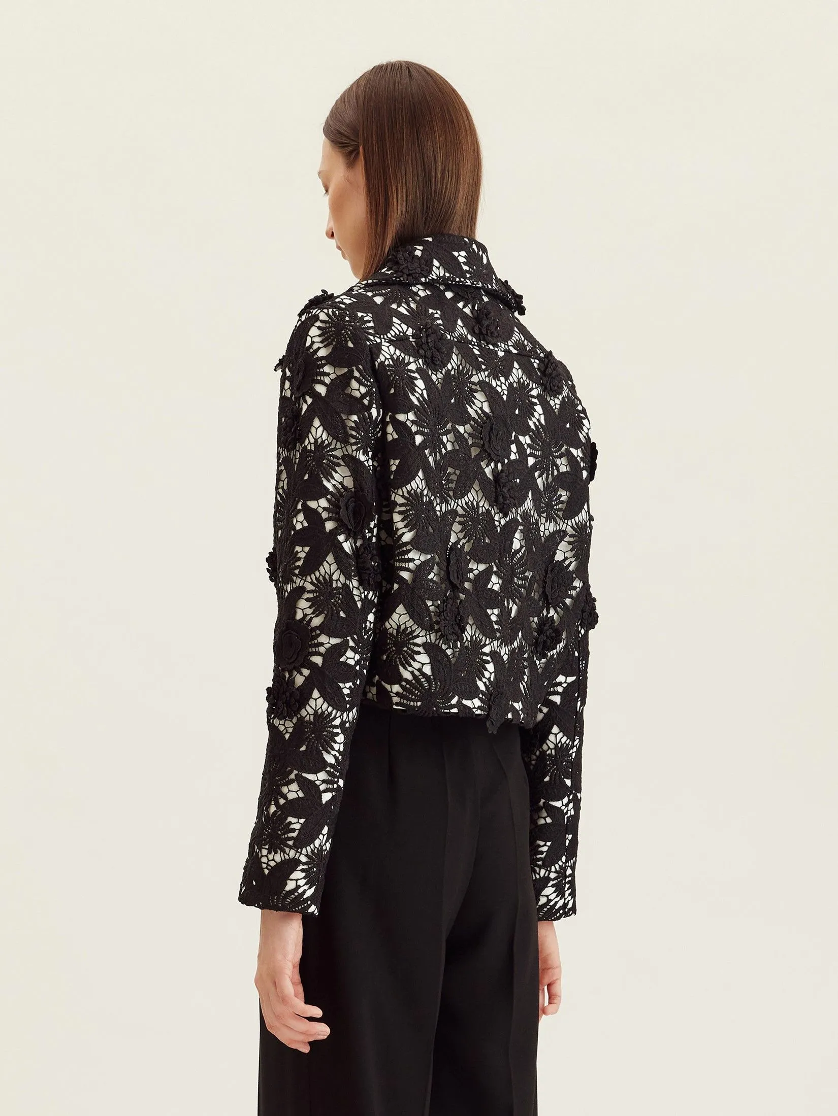 ASAVA ( AW24 )Asava Floral-lace Women Cropped Jacket Black
