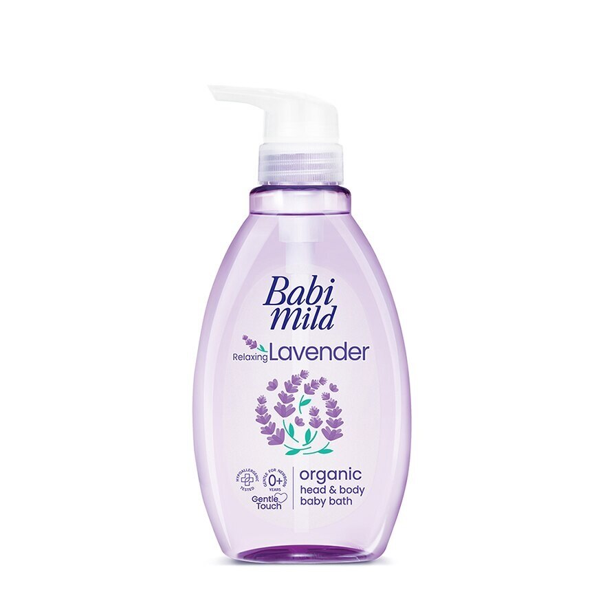 Babi Mild Organic Head Body Baby Bath Relaxing Lavender 380 Ml. - Purple