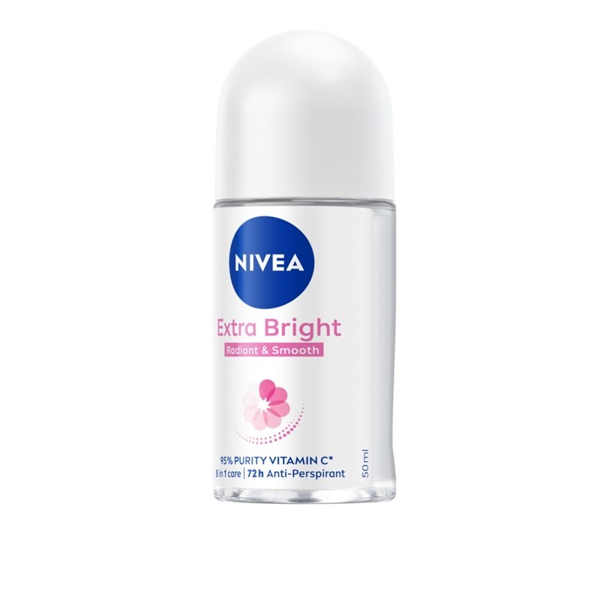 Nivea Roll On Extra Bright Radiant  Smooth 50 Ml. โรลออน ลดเหงื่อ ระงับกลิ่นกาย