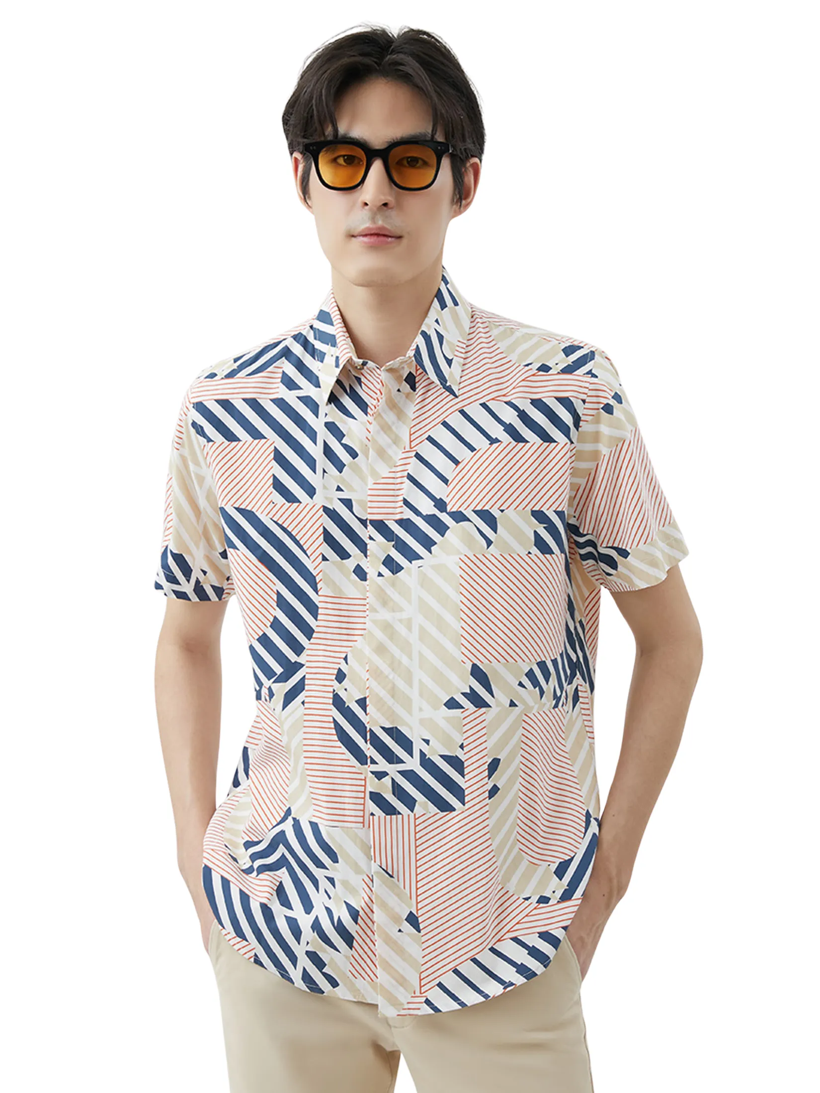 DAPPER DAPPER Logo Contrast Striped Print Shirt Multicolor Size - L