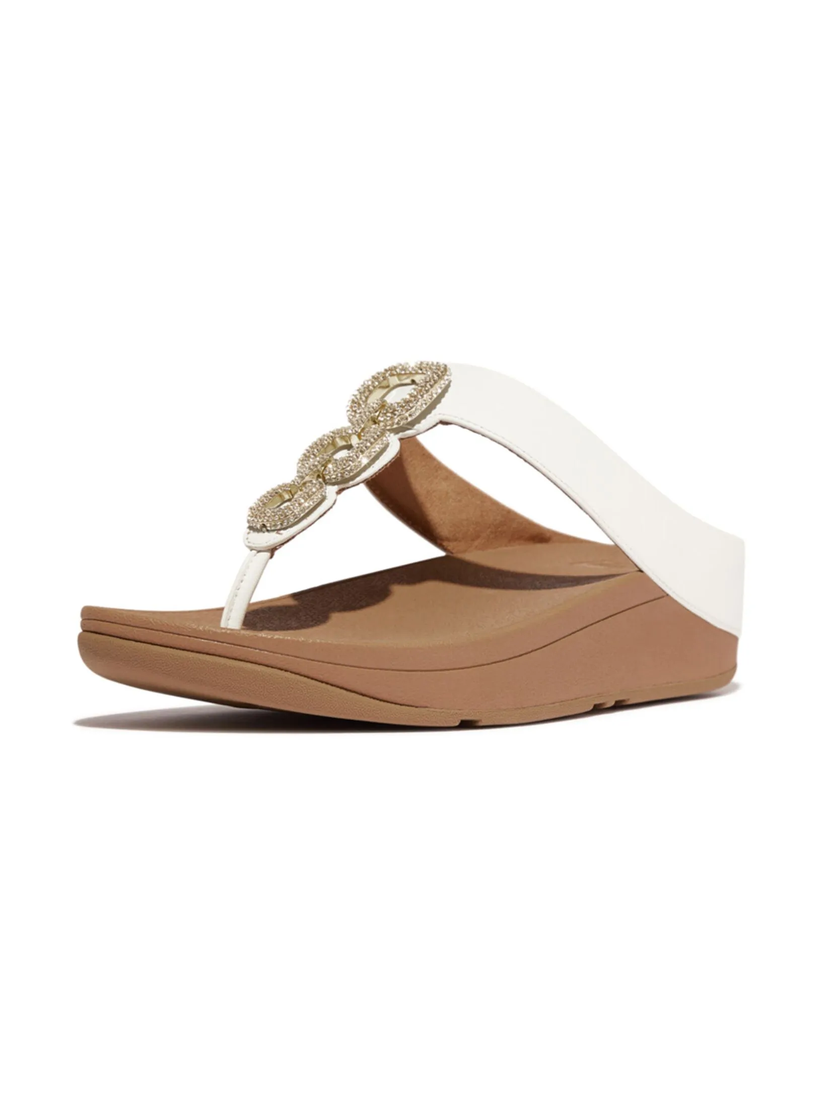 FitFlop™ WOMEN'S FINO CRYSTAL-CHAIN LEATHER WHITE