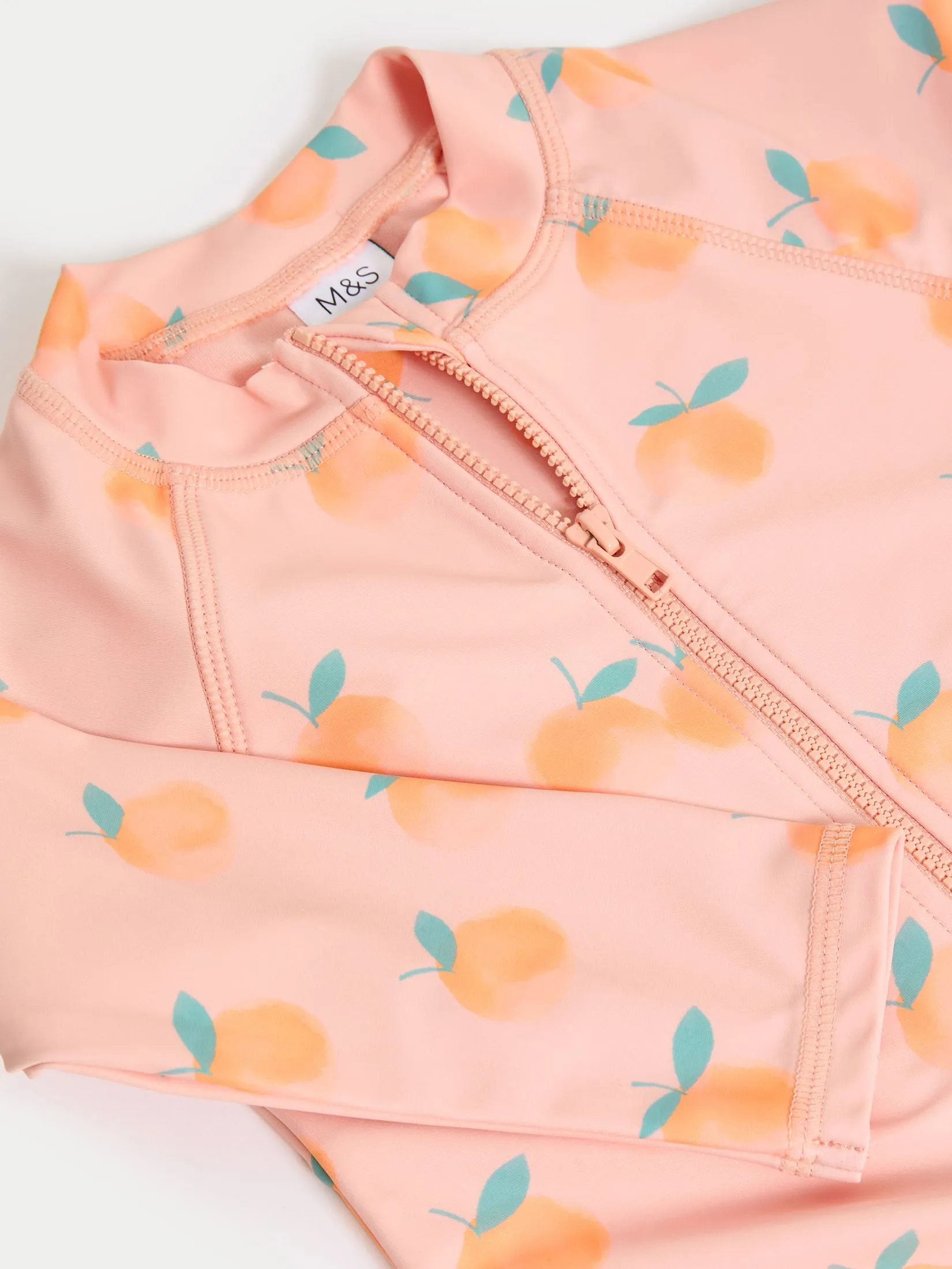 MARKS & SPENCER KIDS Girl Toddler All In One Long Sleeve Peach Orange Mix