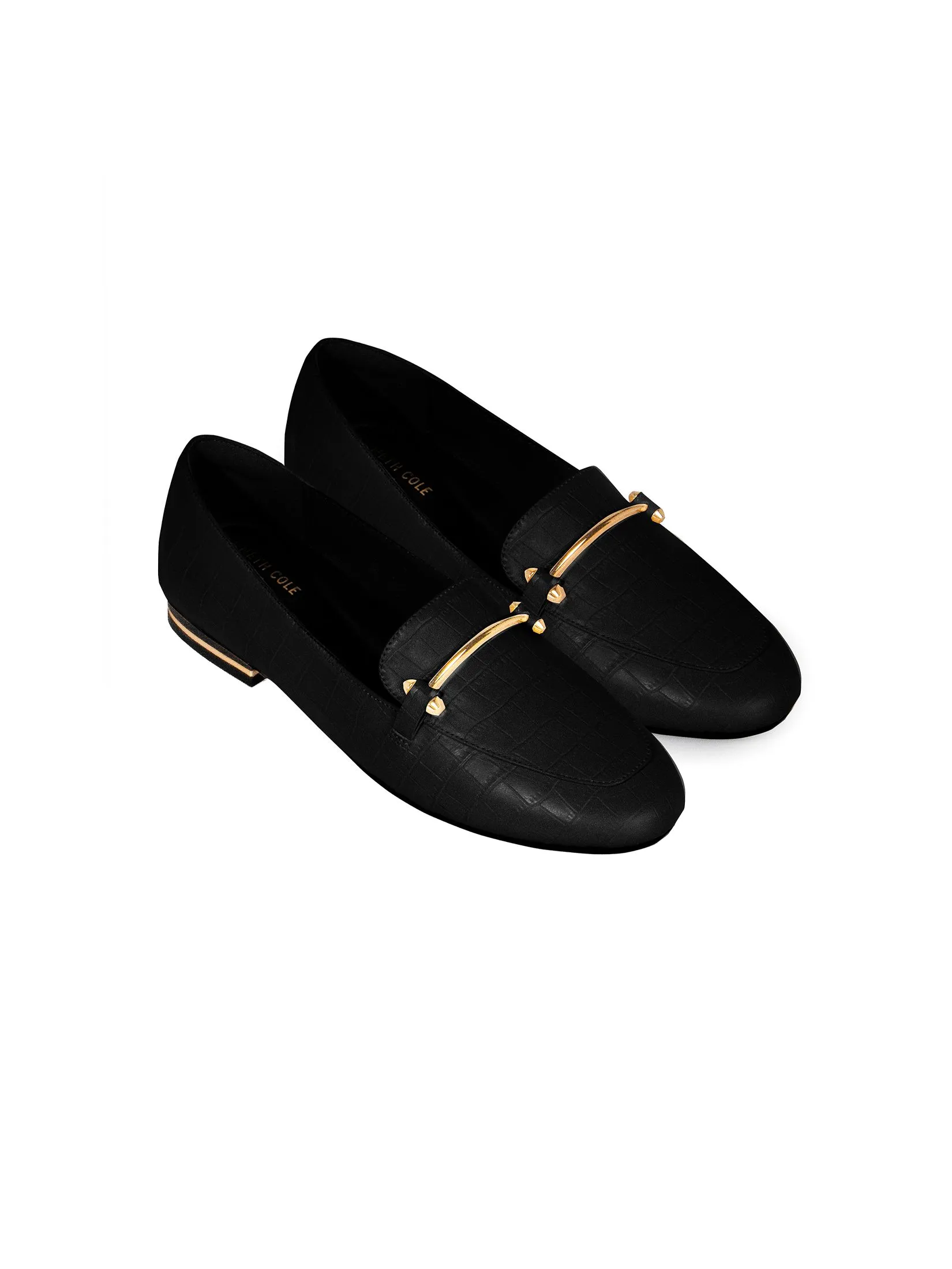 KENNETH COLE WOMEN FLATS ABIGAIL LOAFER / BLACK/CROC