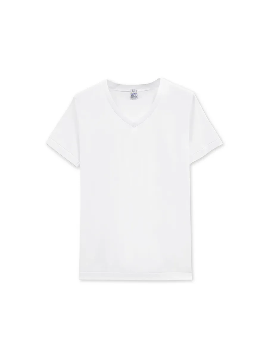 DOUBLE GOOSE White Double Goose T-Shirt V Neck Classic.