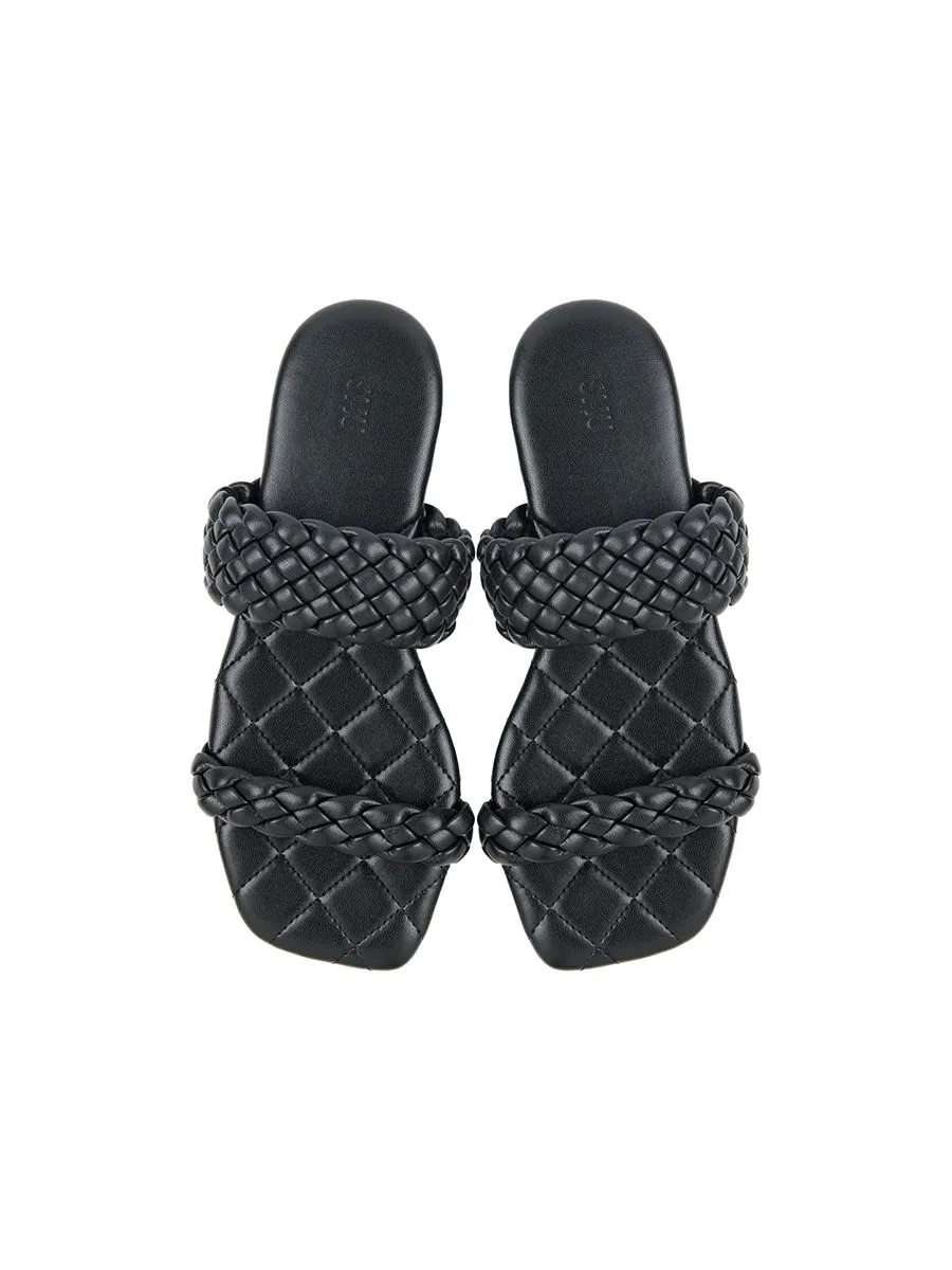 SHU WOMEN  PALETTE SOFT WOVEN SANDALS - BLACK