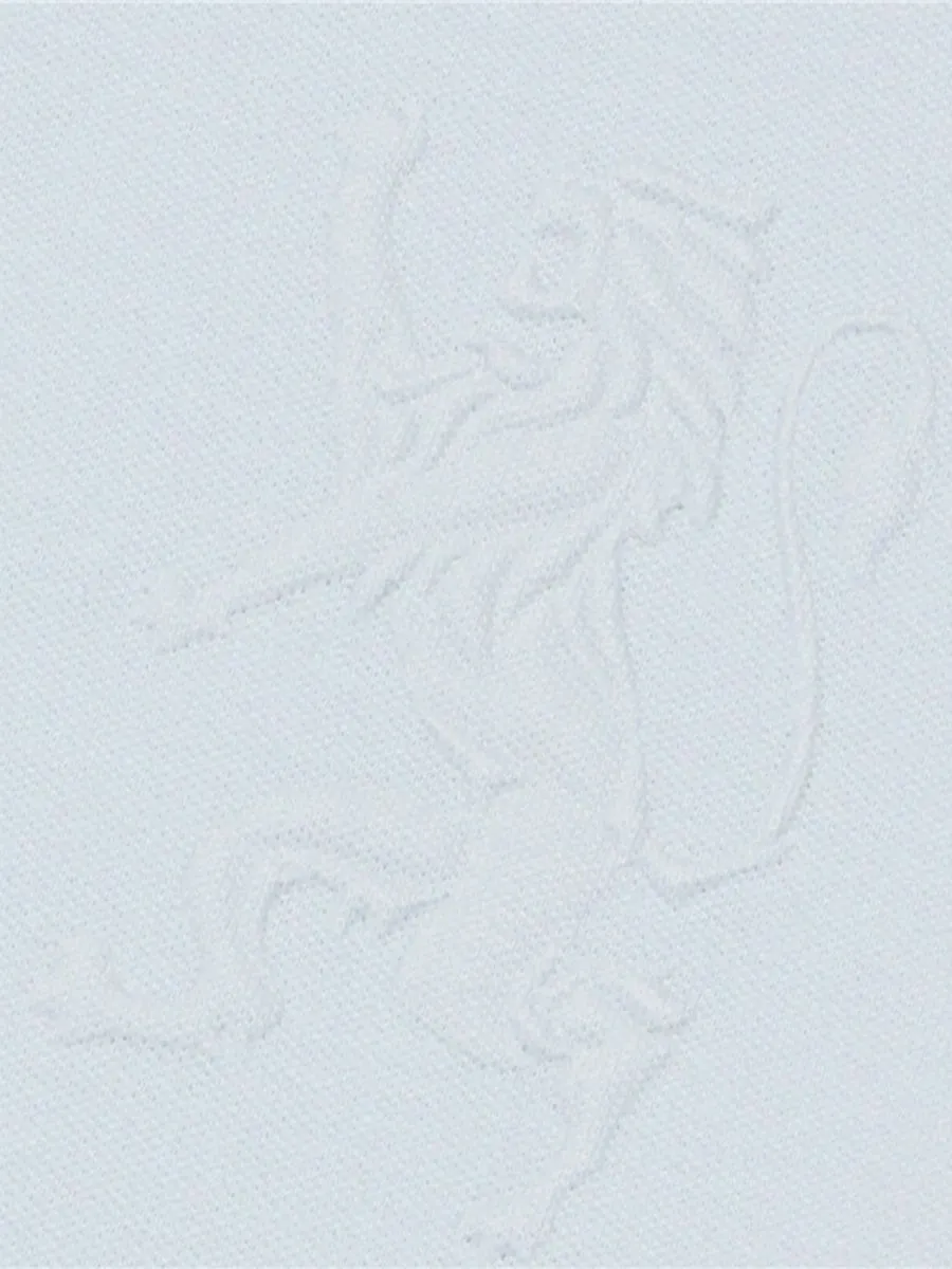 GIORDANO Men's Slim Fit 3D Lion Embroidery Polo Ice Water Blue