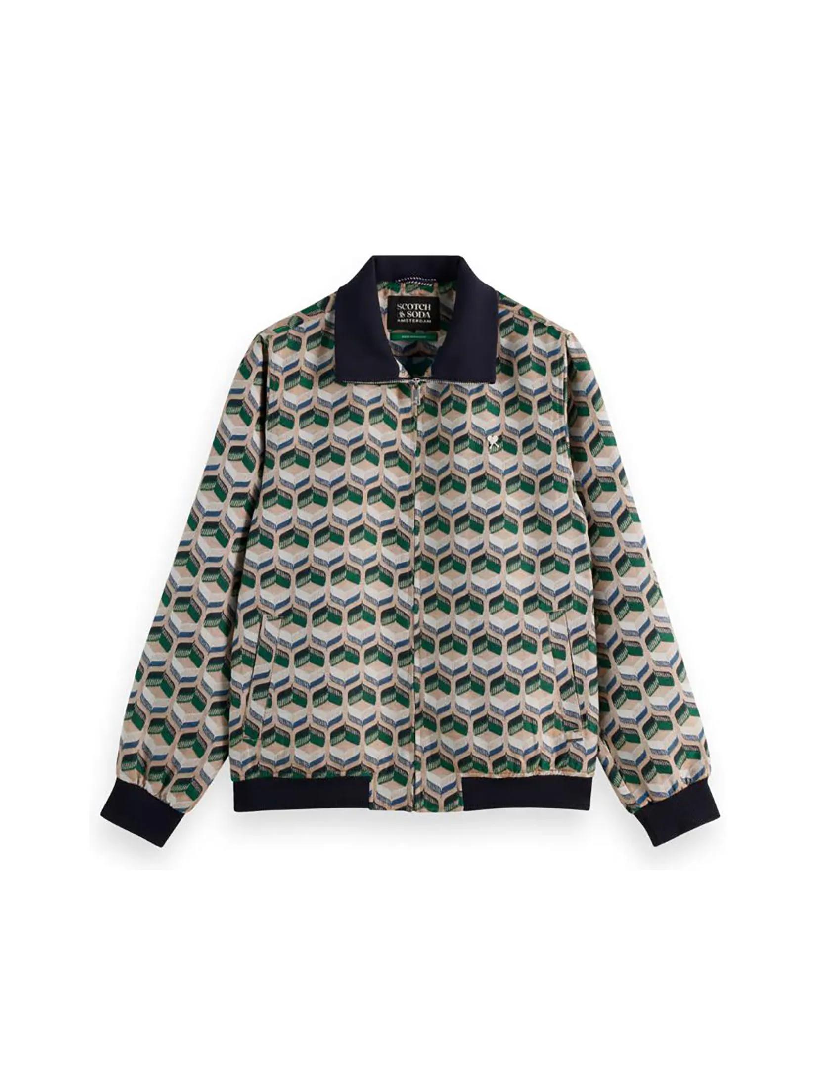 SCOTCH&SODA Men Jacket Jacquard Tracksuit Retro Shape Beige AOP