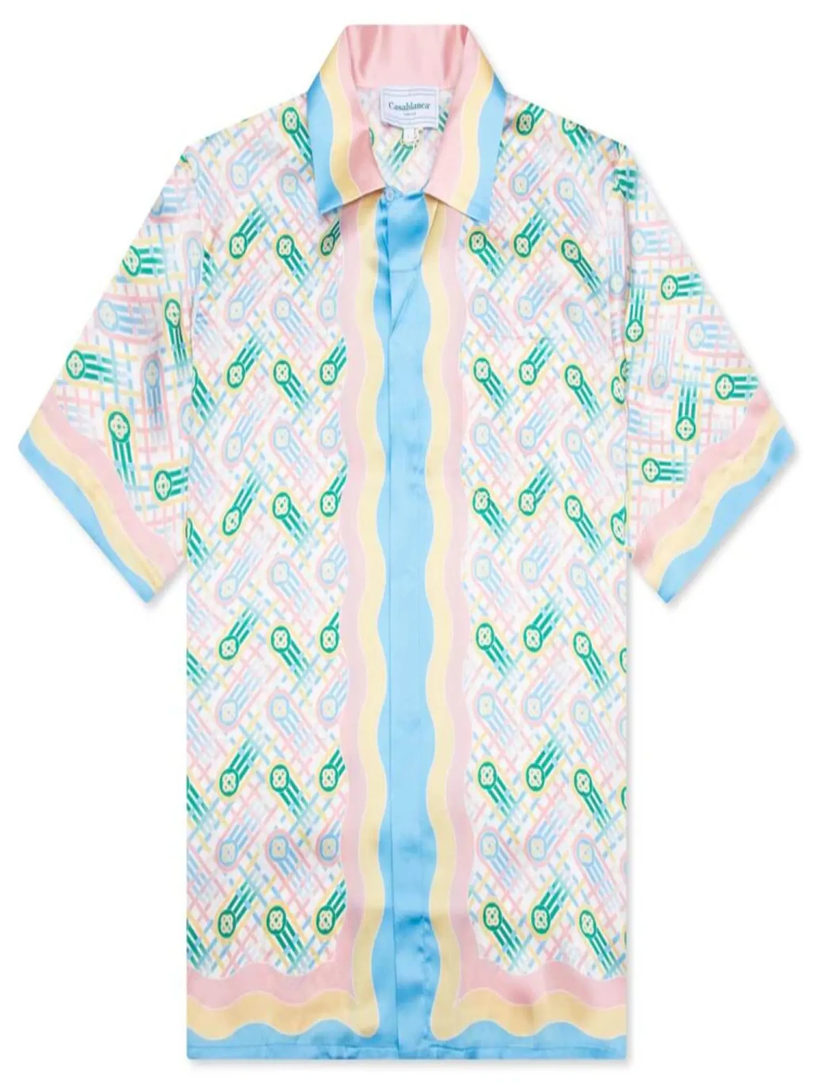 CASABLANCA CUBAN COLLAR SHORT SLEEVE SHIRT IN PING PONG PRINT