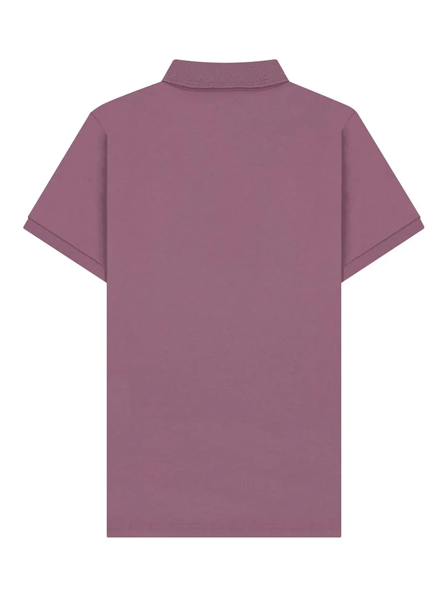 GIORDANO Men's Slim Fit Embroidery Bold Polo (Liquid Touch) Wistful mauve purple
