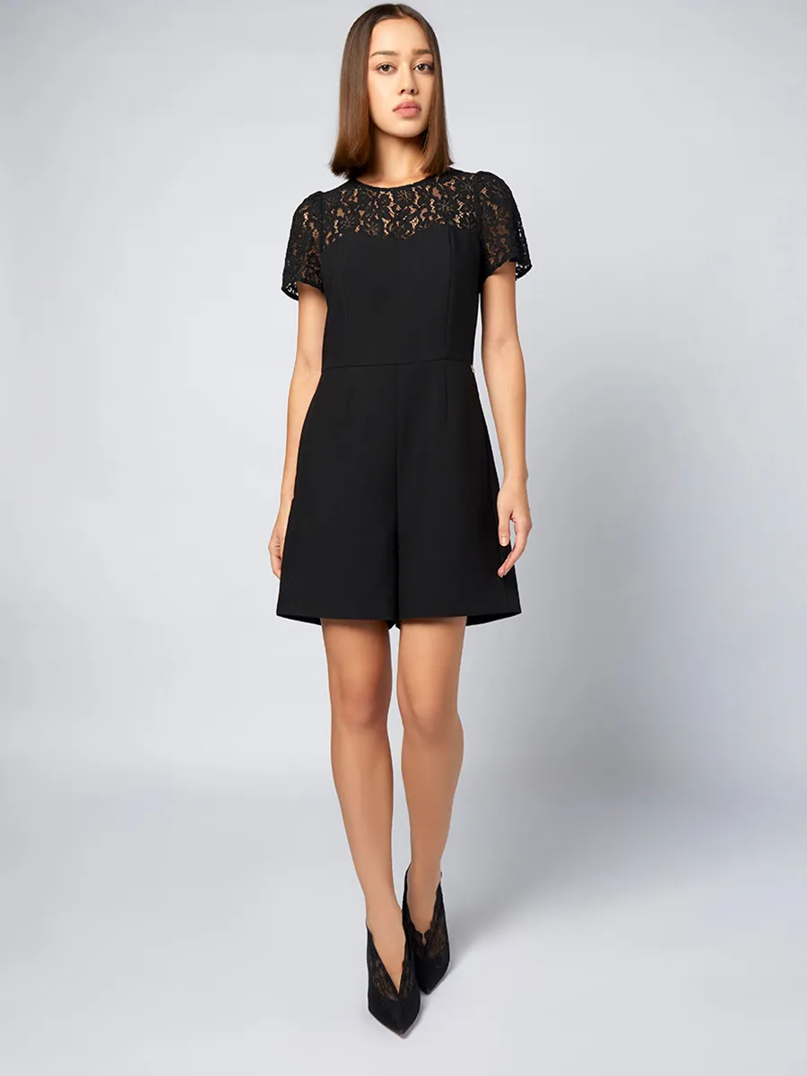F-FASHION Jumpsuit with Lace Detail Women Black