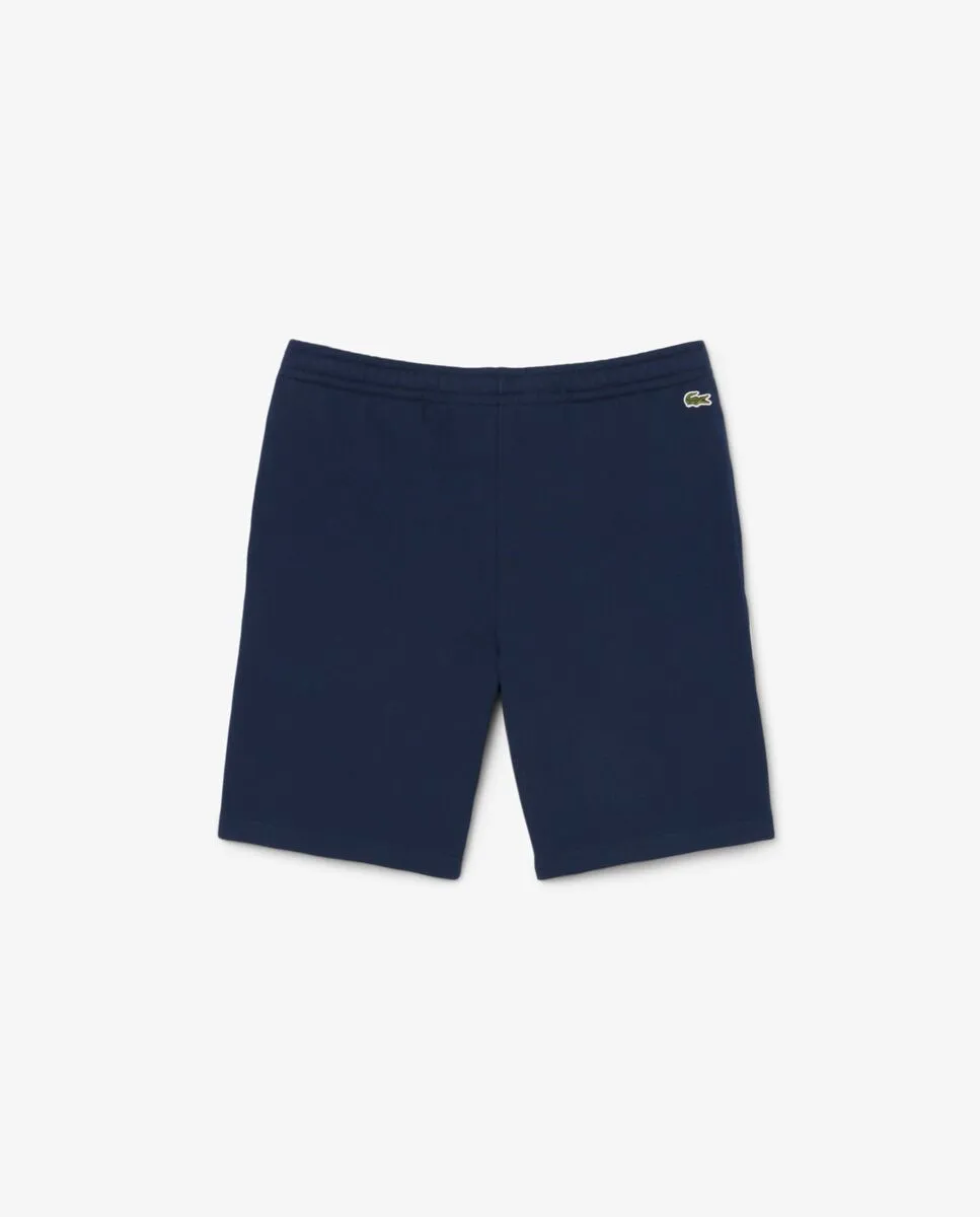 LACOSTE Logo Trim Cotton Fleece Shorts Blue
