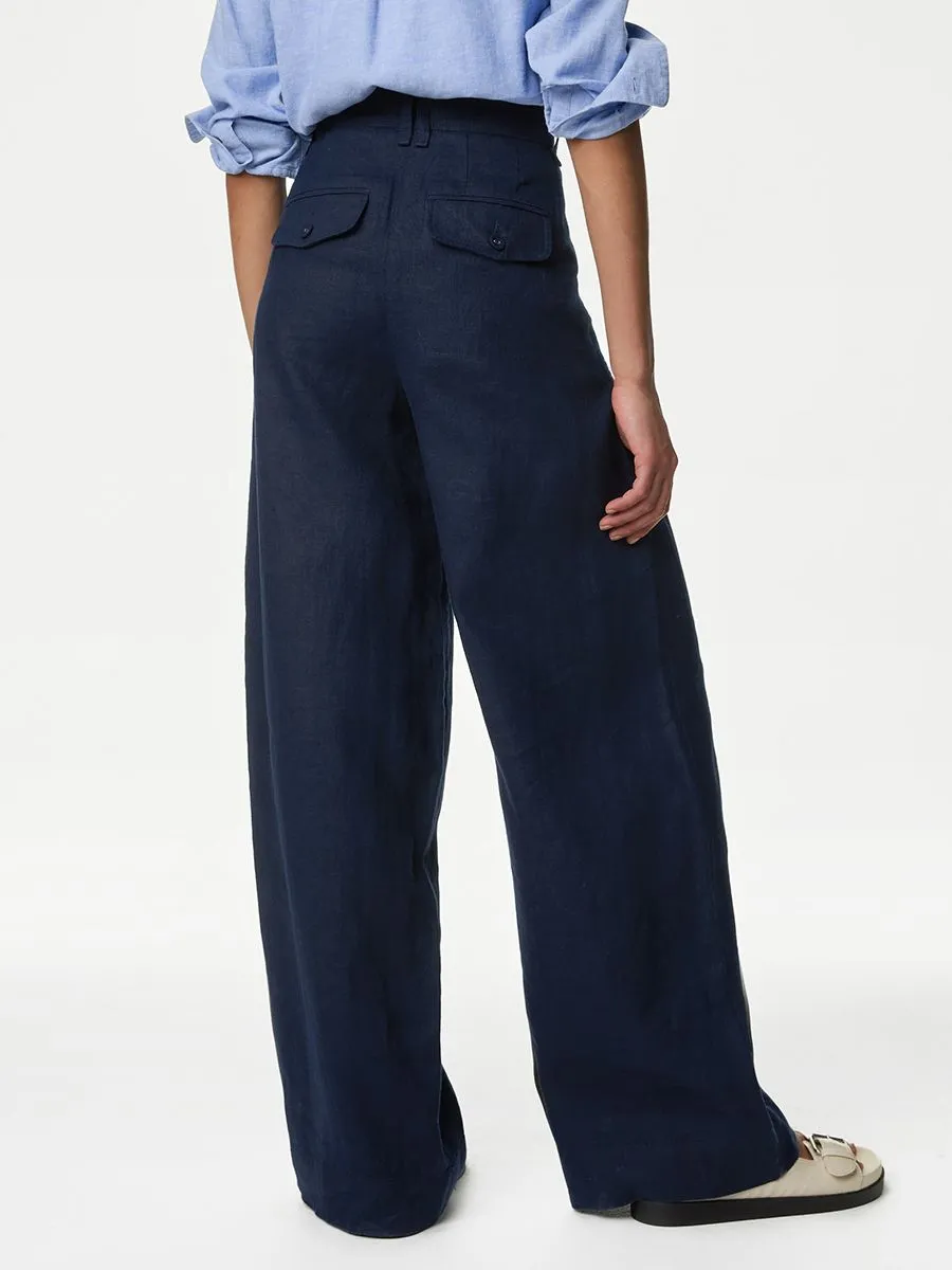 MARKS & SPENCER Women Flared Pants Navy