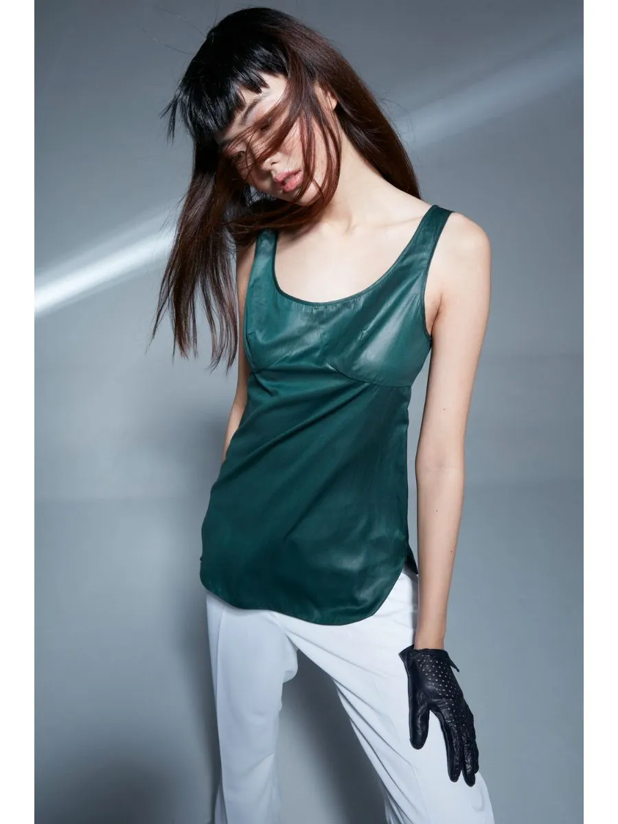 SENADA WOMEN DEEP GREEN SLEEVELESS BLOUSE