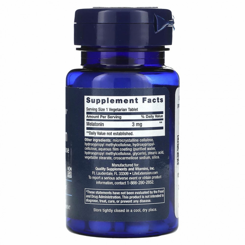 Life Extension, Мелатонин, высвобождение через 6 часов, 3 мг, 60 вегетарианских таблеток