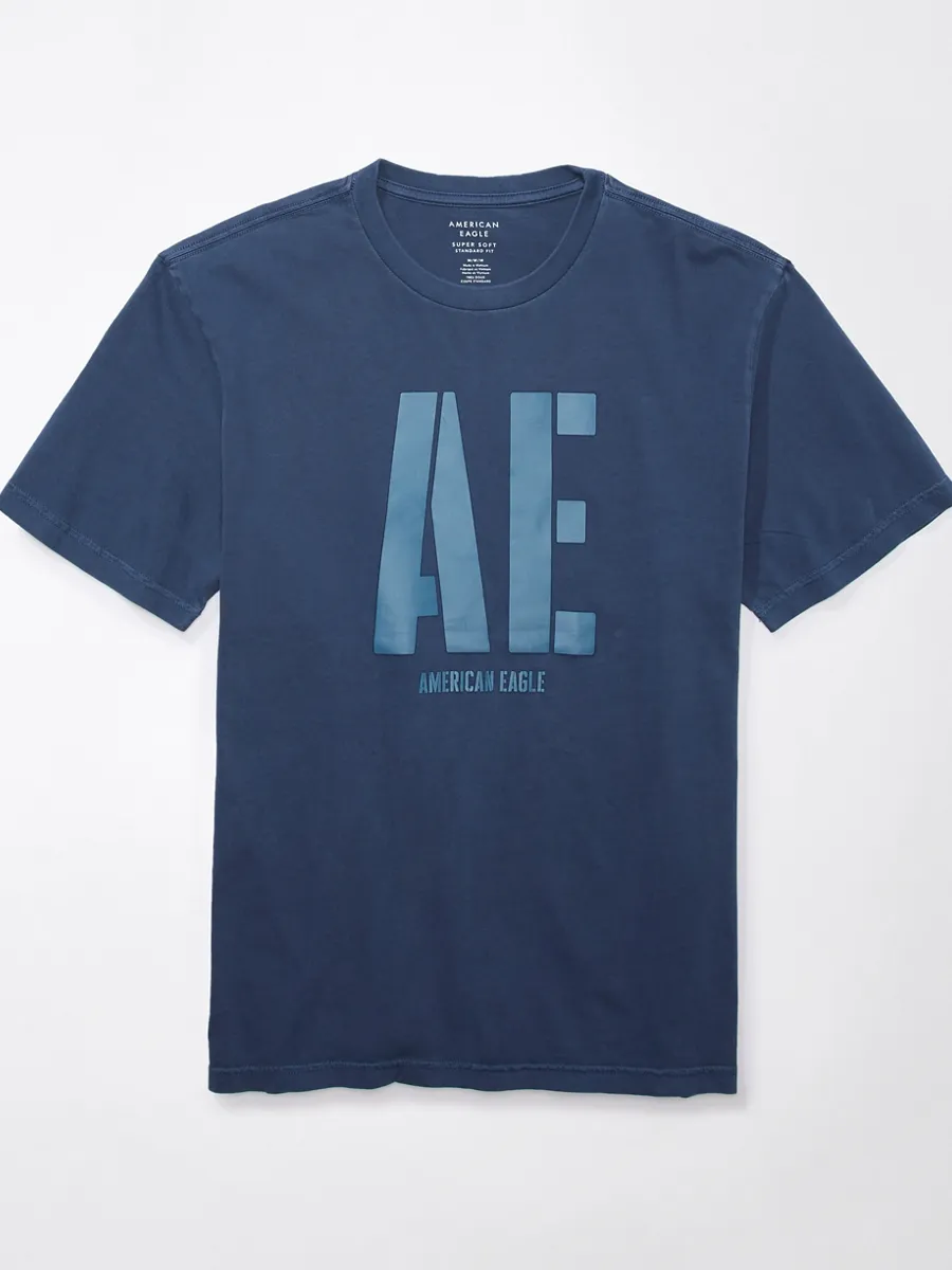 AMERICAN EAGLE MEN G SS SP1 OVERDYE GROUP SET IN TEE- PGD 410 NAVY